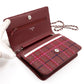 Classic Wallet On Chain Burgundy Leather Square Stitch