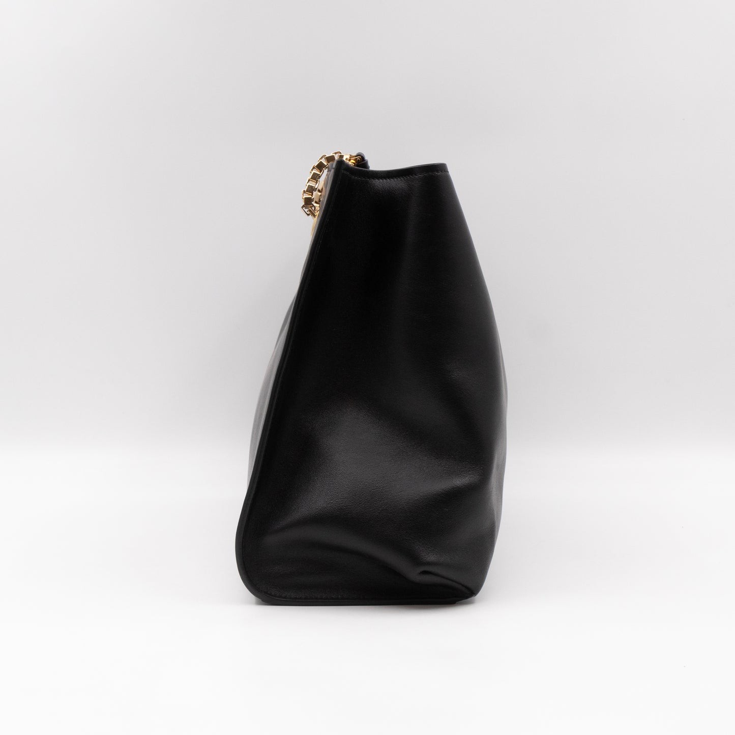 Gancini Chain Handle Tote Black Leather