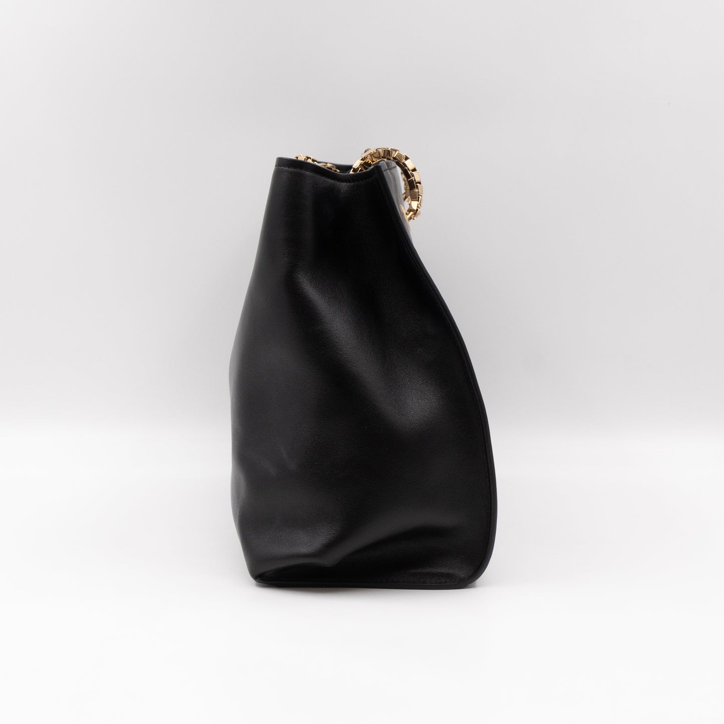 Gancini Chain Handle Tote Black Leather