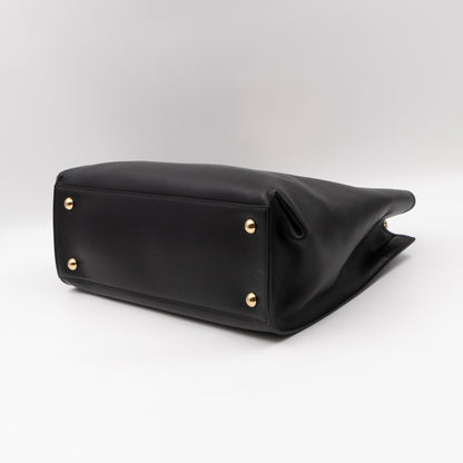 Gancini Chain Handle Tote Black Leather