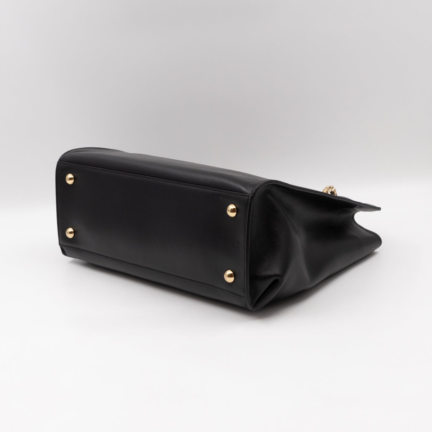 Gancini Chain Handle Tote Black Leather