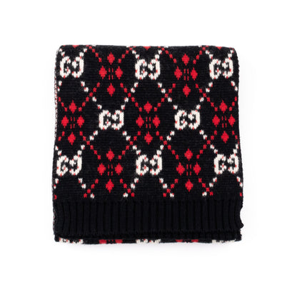 GG Cotton Wool Scarf Black & Red
