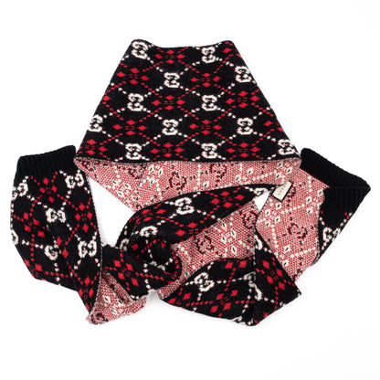 GG Cotton Wool Scarf Black & Red