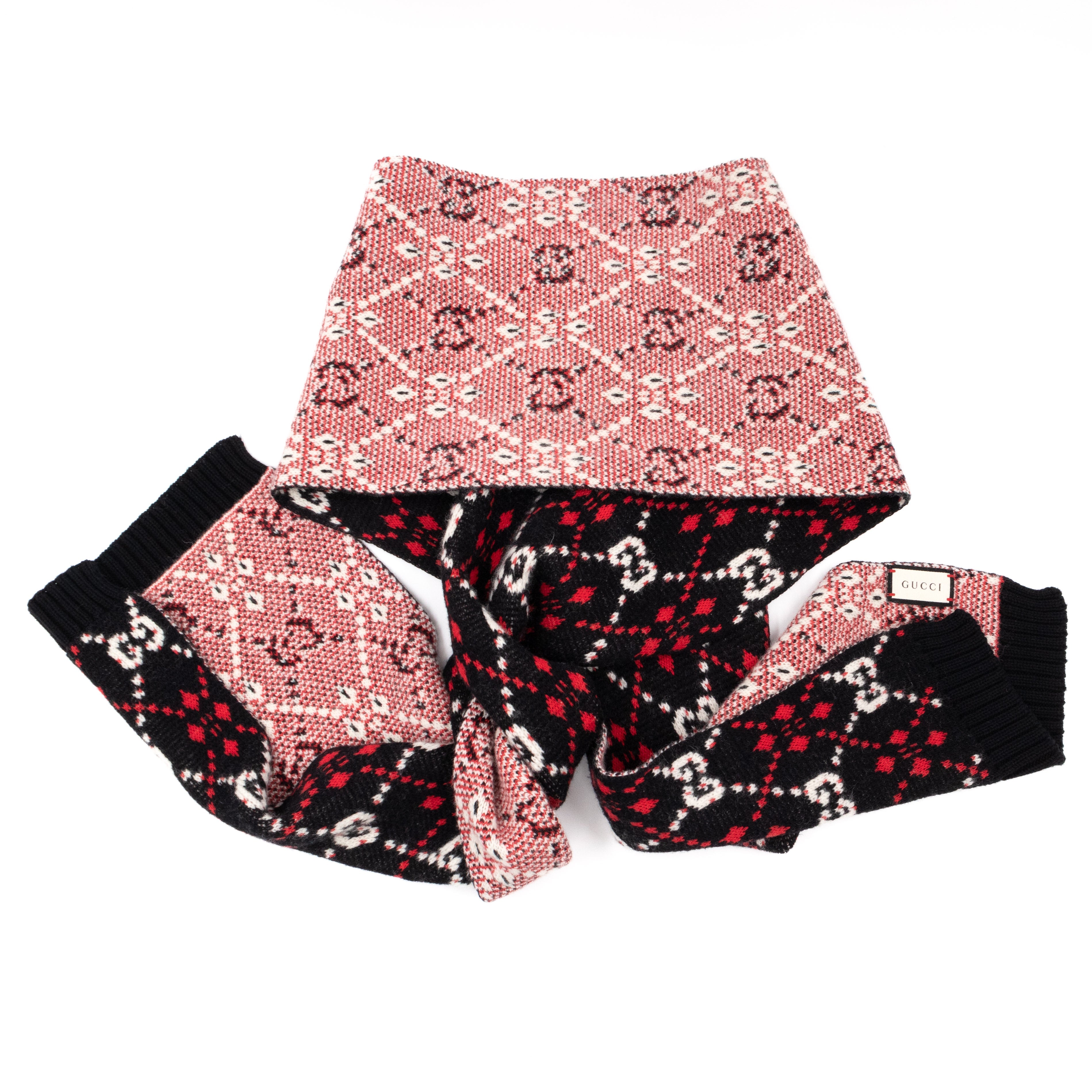 GG Cotton Wool Scarf Black & Red