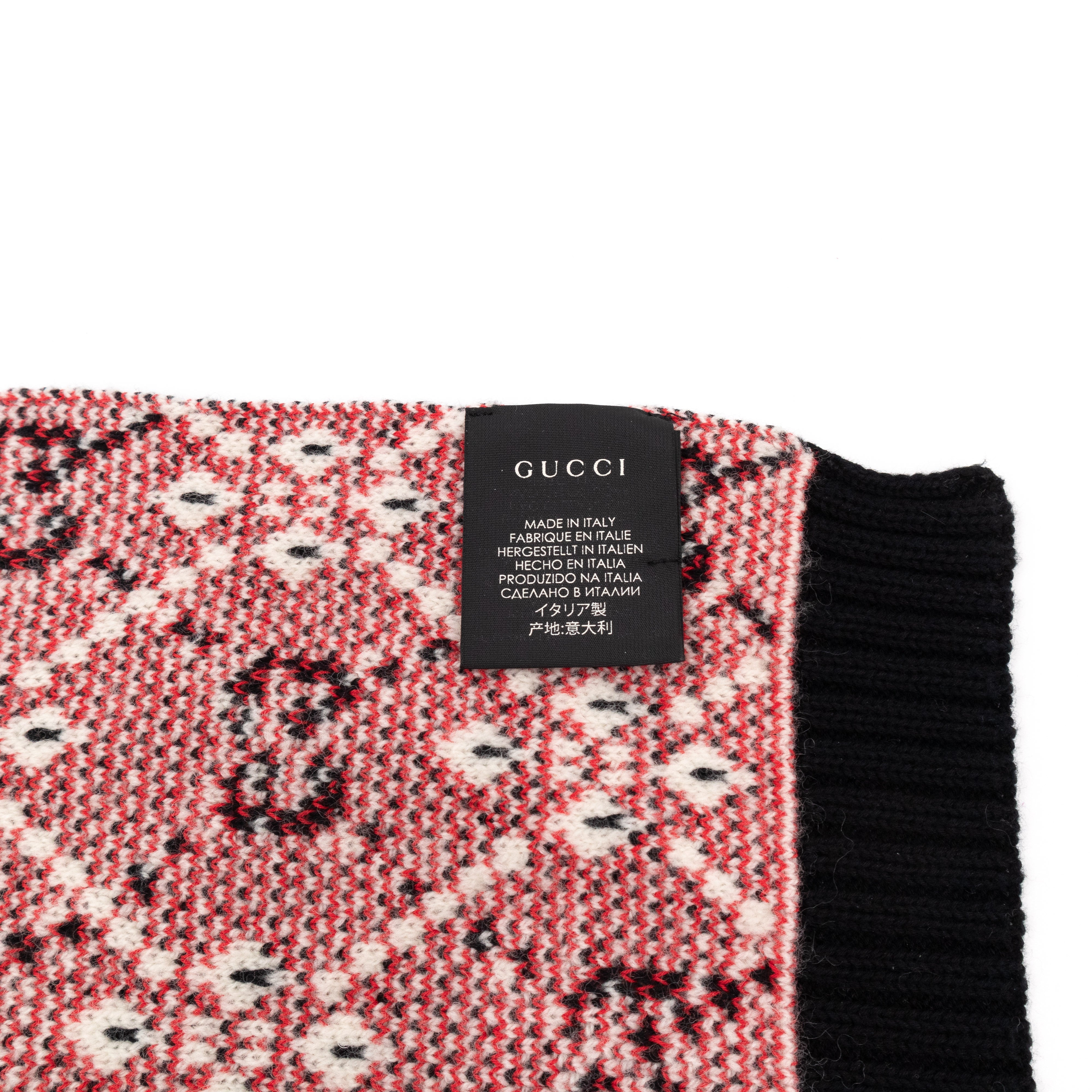 GG Cotton Wool Scarf Black & Red
