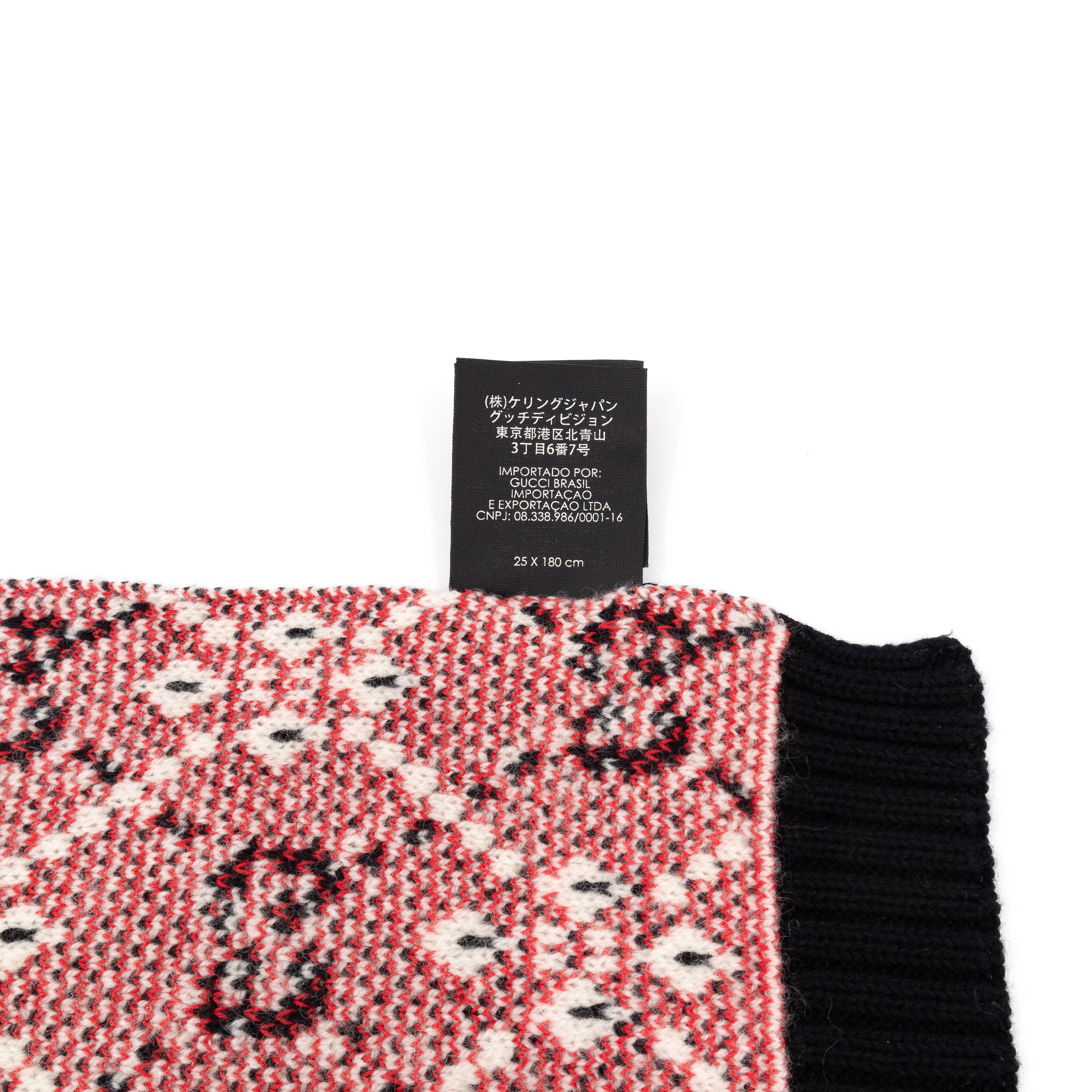 GG Cotton Wool Scarf Black & Red