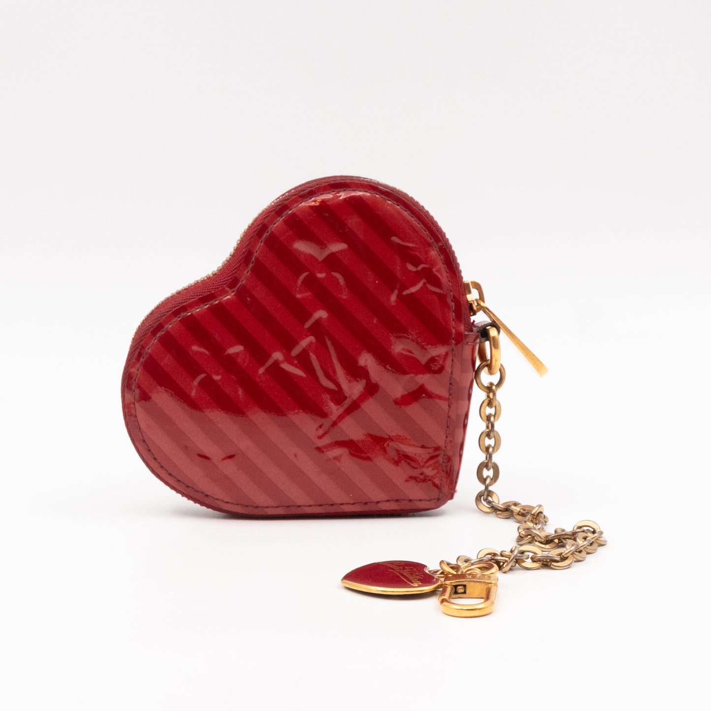 Heart Coin Purse Vernis Pomme D'Amour Rayures