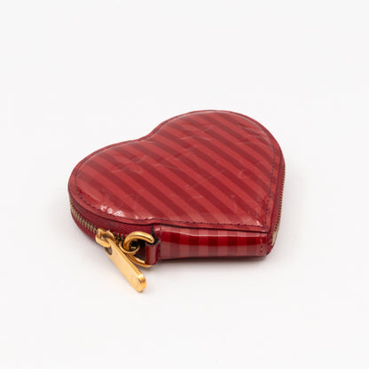 Heart Coin Purse Vernis Pomme D'Amour Rayures