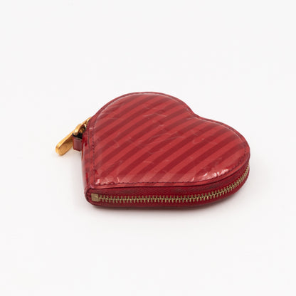 Heart Coin Purse Vernis Pomme D'Amour Rayures