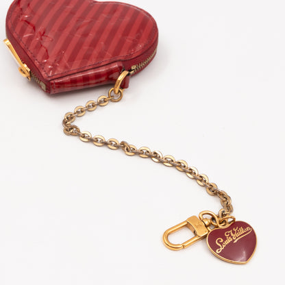 Heart Coin Purse Vernis Pomme D'Amour Rayures