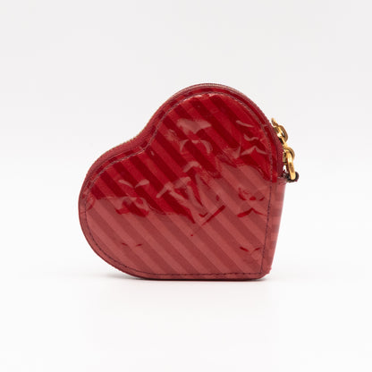 Heart Coin Purse Vernis Pomme D'Amour Rayures