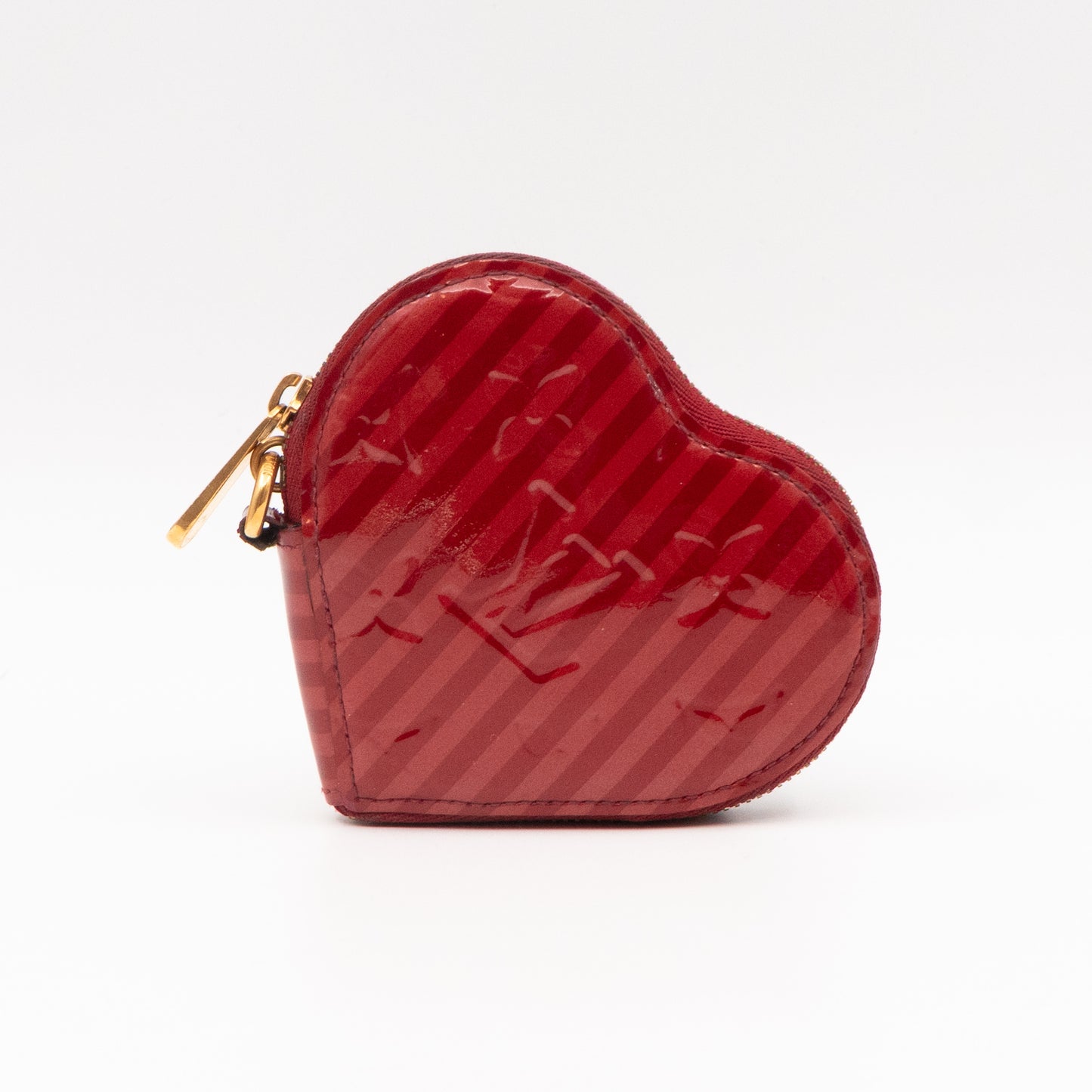 Heart Coin Purse Vernis Pomme D'Amour Rayures