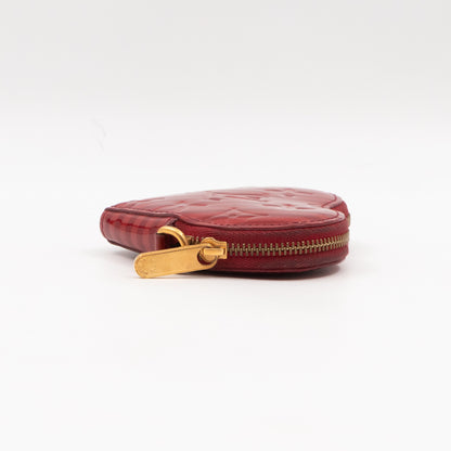 Heart Coin Purse Vernis Pomme D'Amour Rayures