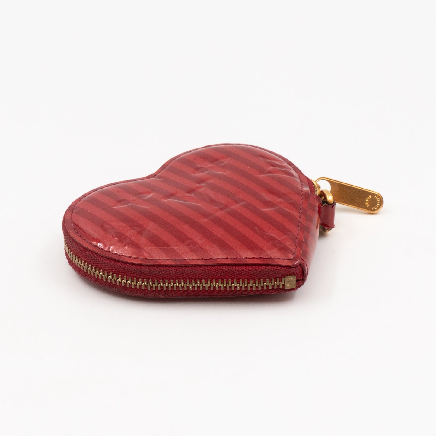 Heart Coin Purse Vernis Pomme D'Amour Rayures