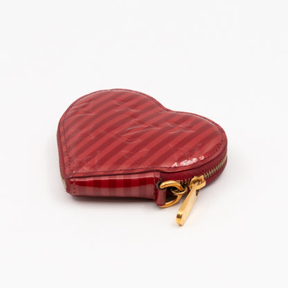 Heart Coin Purse Vernis Pomme D'Amour Rayures