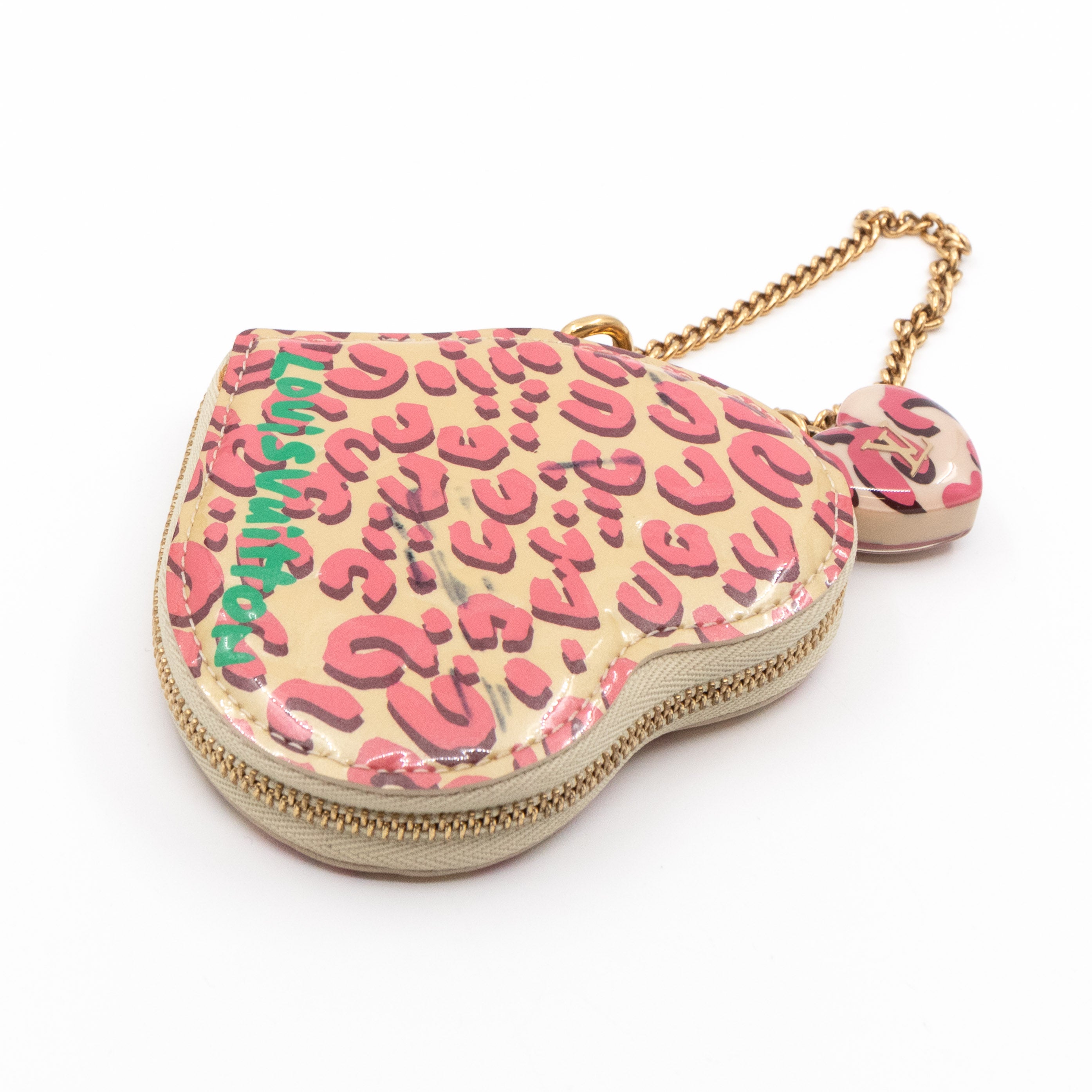Heart Coin Purse Vernis Pink Leopard