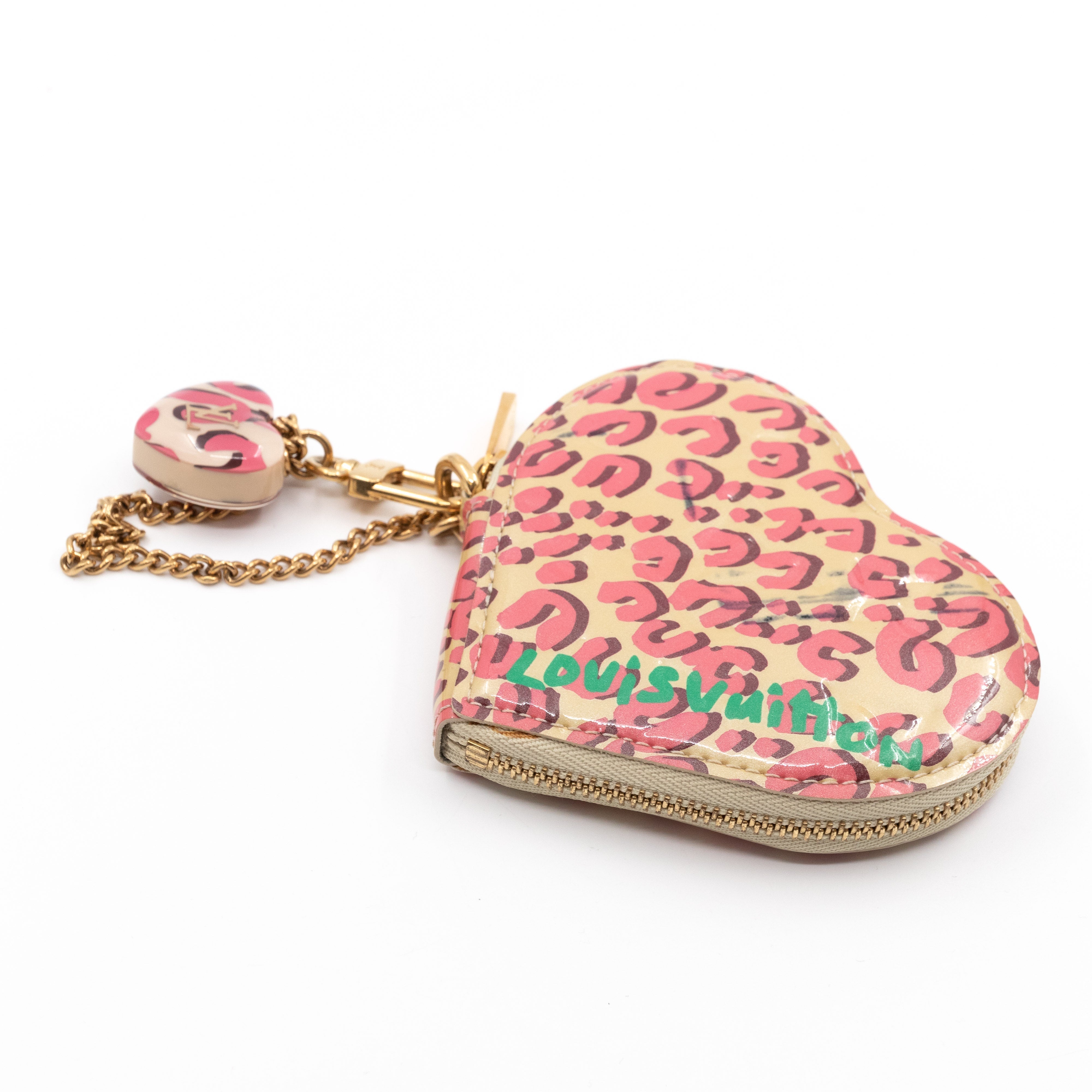 Heart Coin Purse Vernis Pink Leopard
