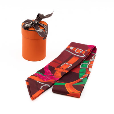 Twilly Scarf Grand Manege Fleuri Prune