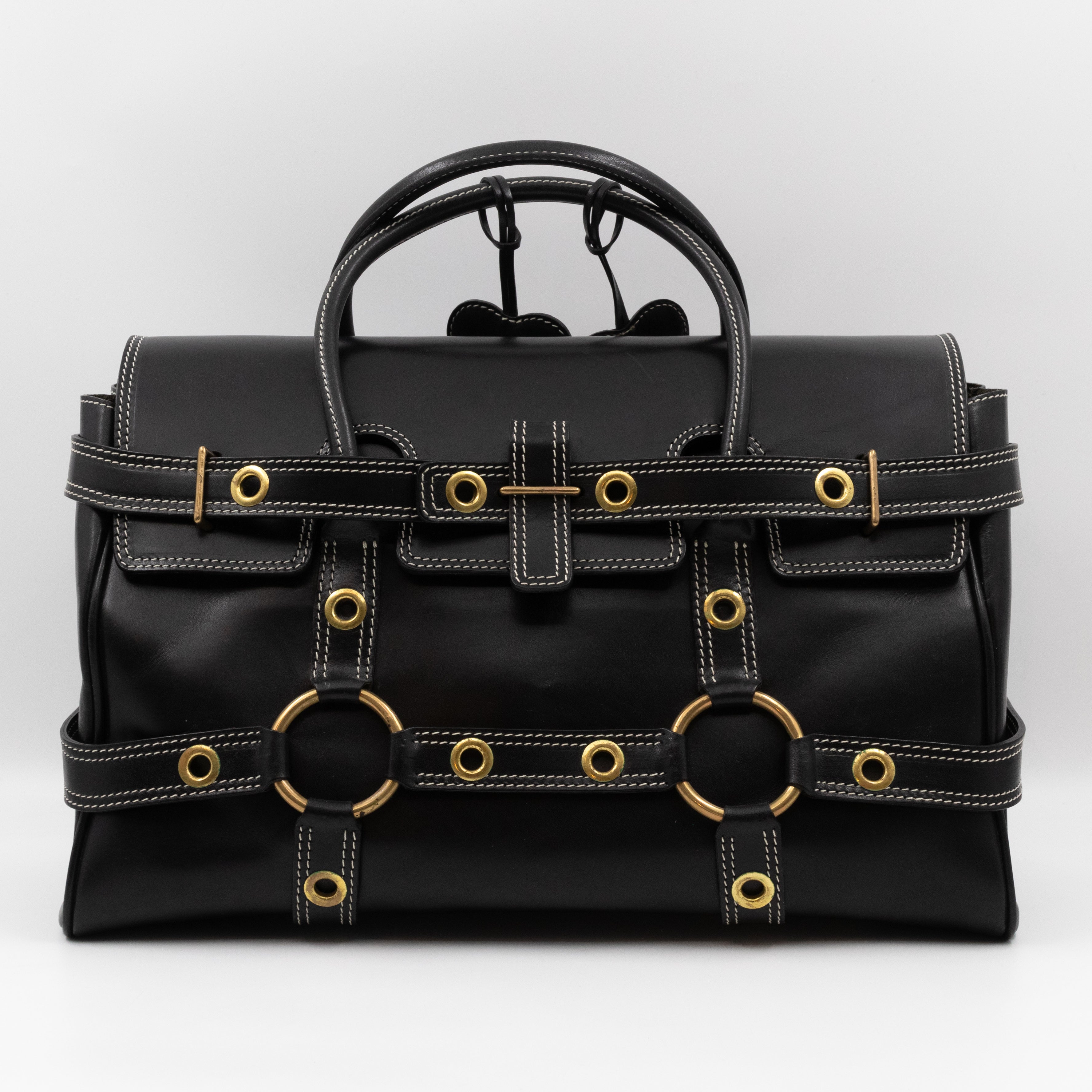Luella Giselle Satchel Bag Black Leather