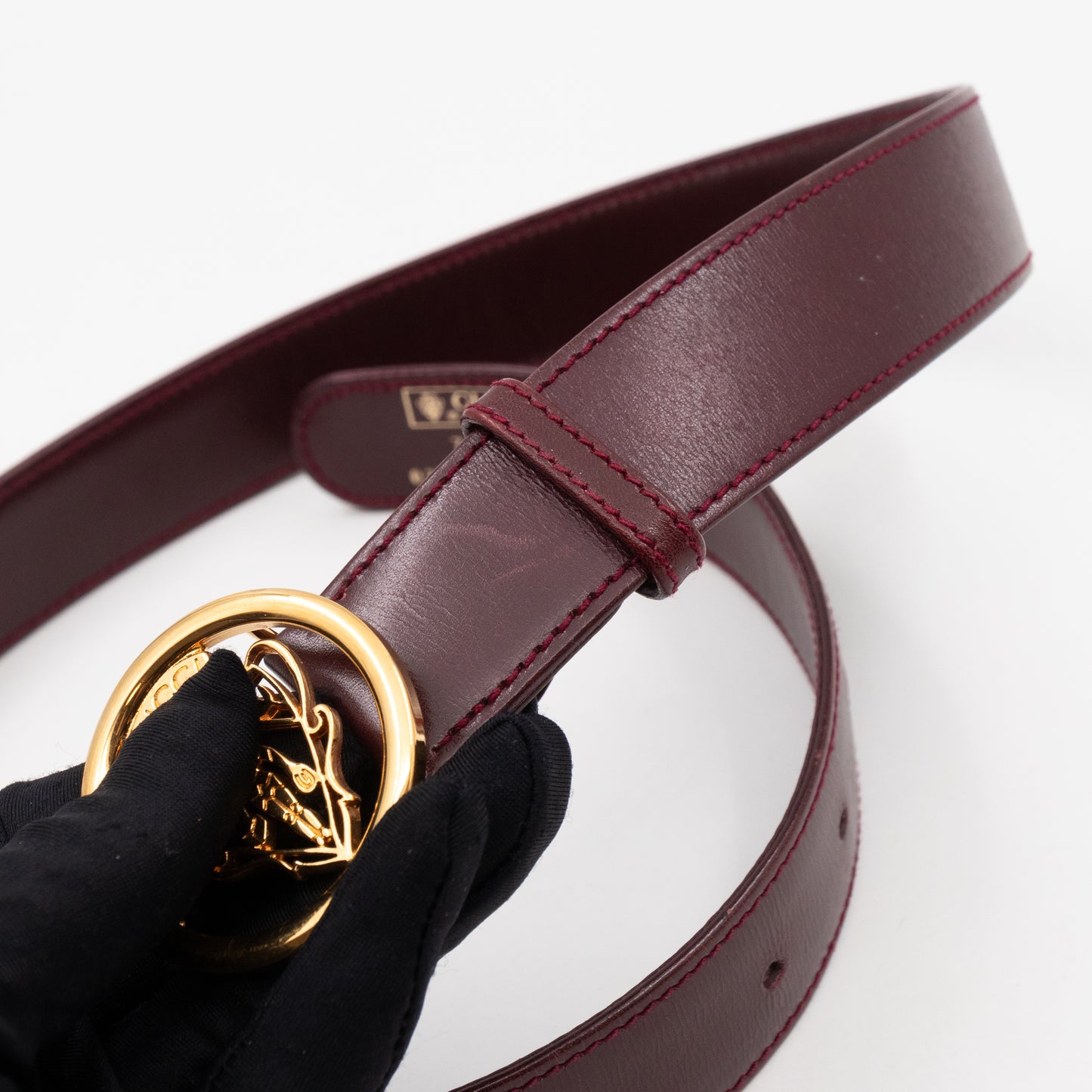 Vintage Crest Belt Burgundy Leather 70/28