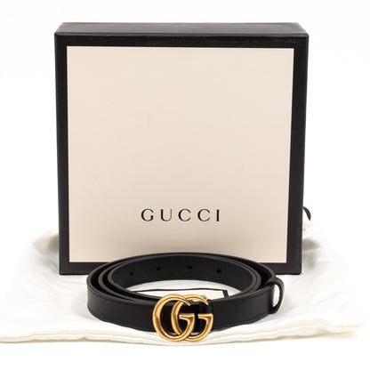 GG Marmont Slim Belt Black Leather 95 cm