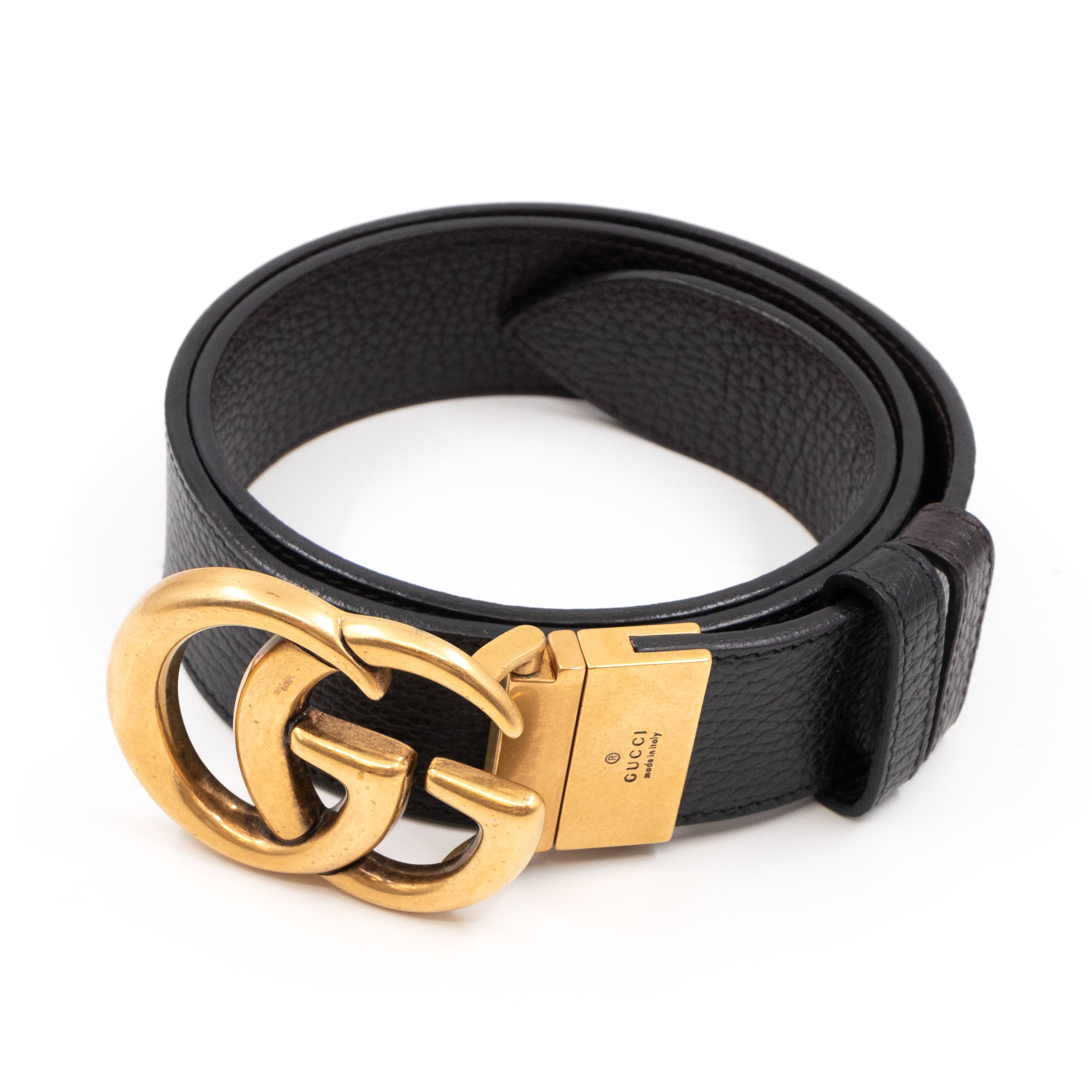 GG Marmont Reversible Black Brown Leather Belt 80 cm