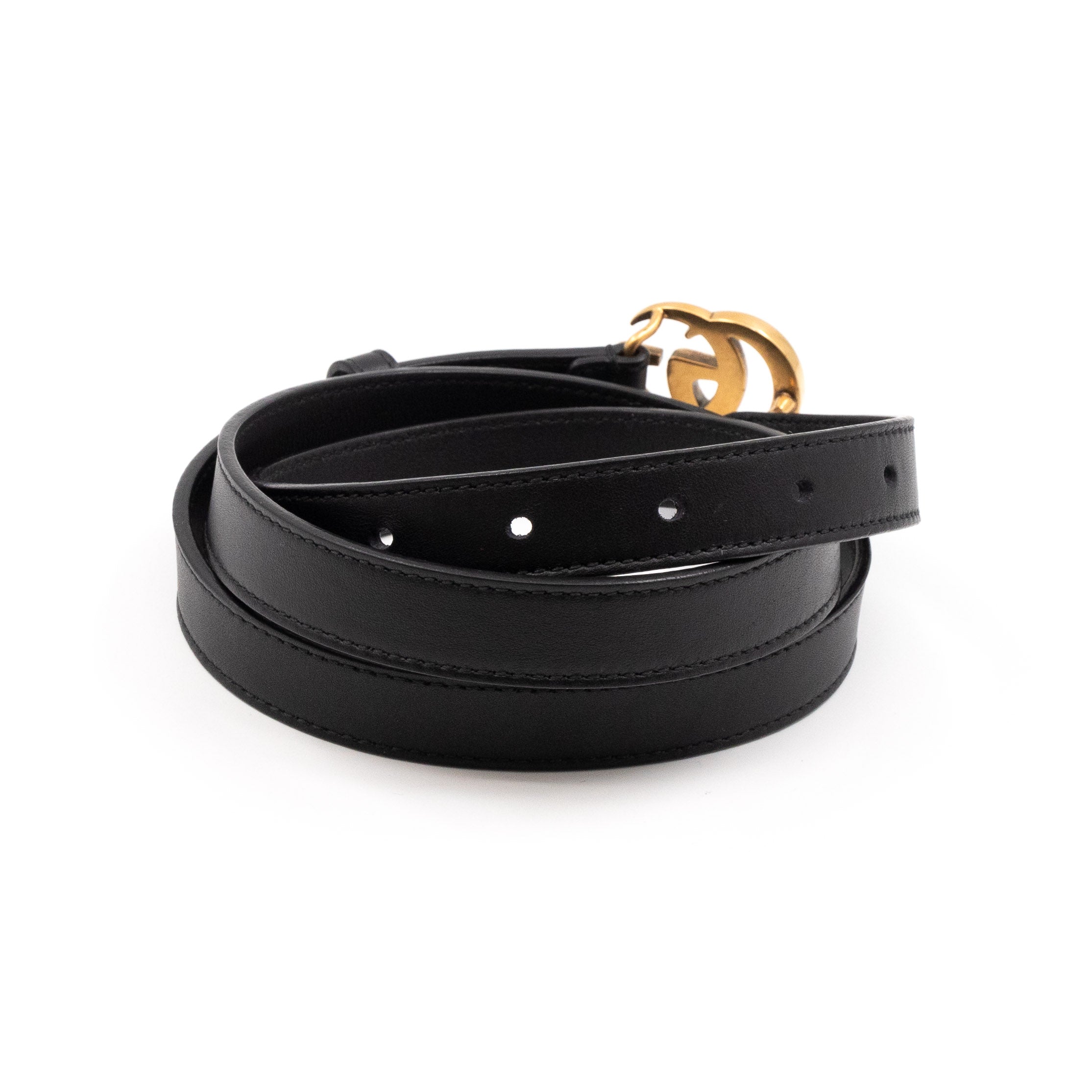 GG Marmont Slim Belt Black Leather 95 cm