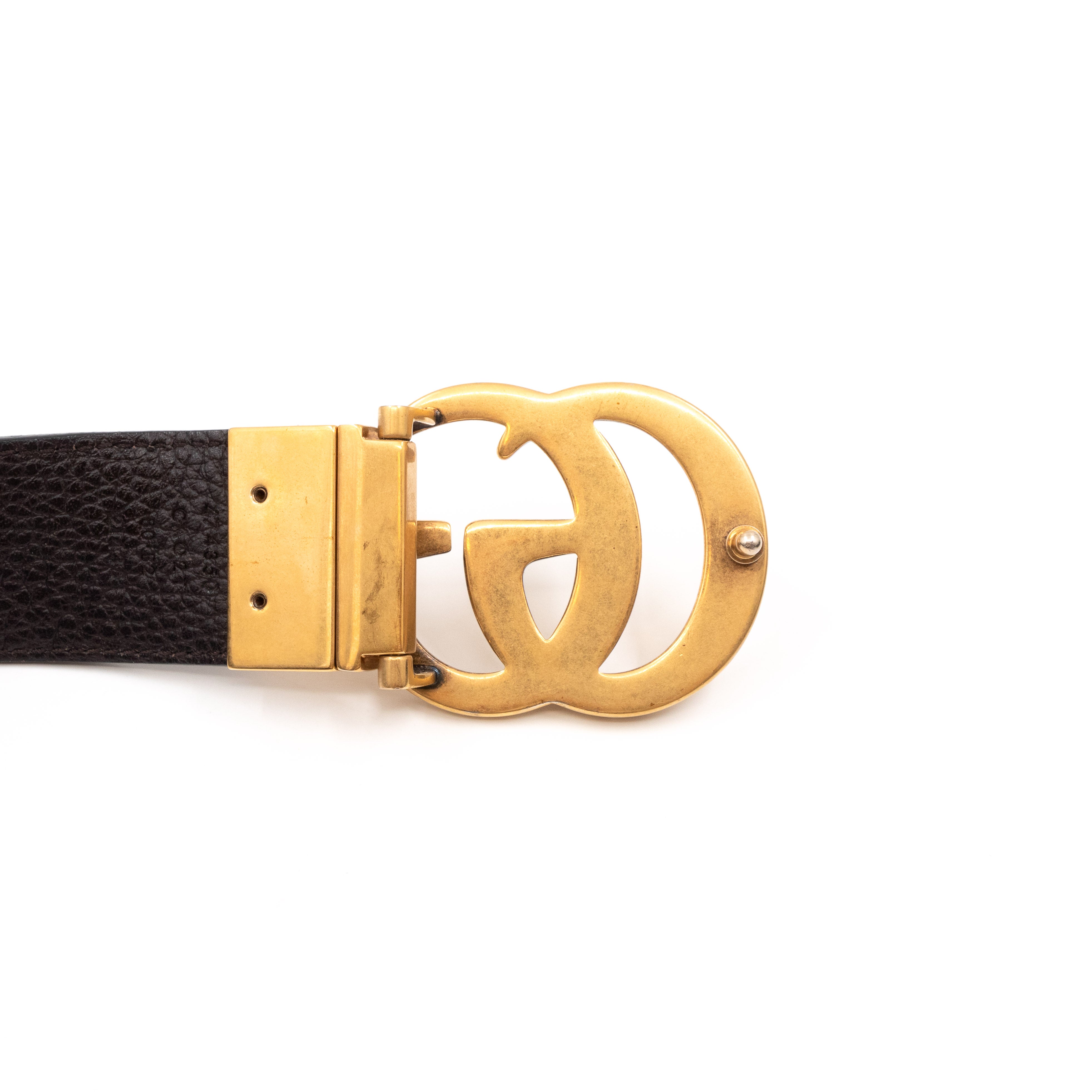 GG Marmont Reversible Black Brown Leather Belt 80 cm