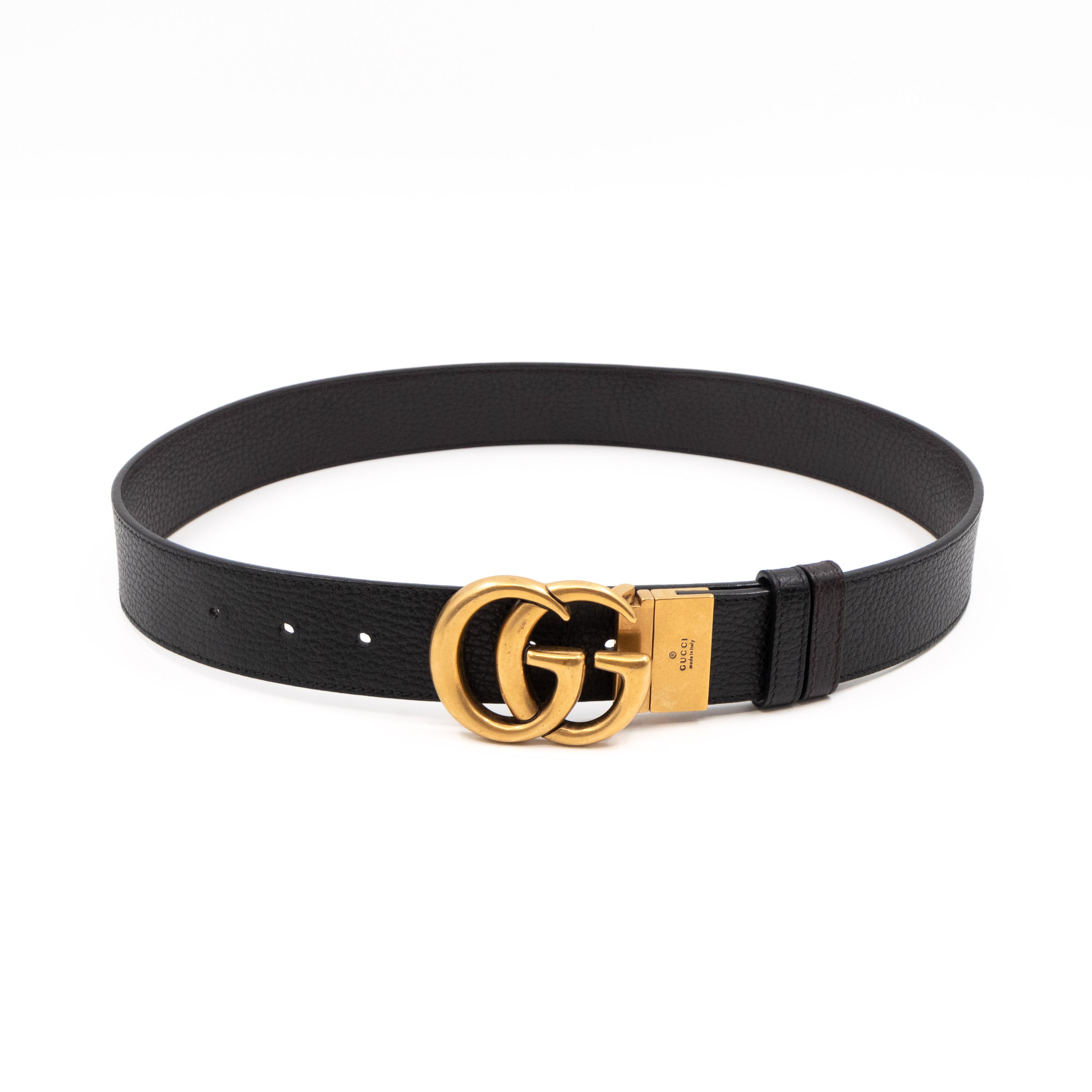 GG Marmont Reversible Black Brown Leather Belt 80 cm