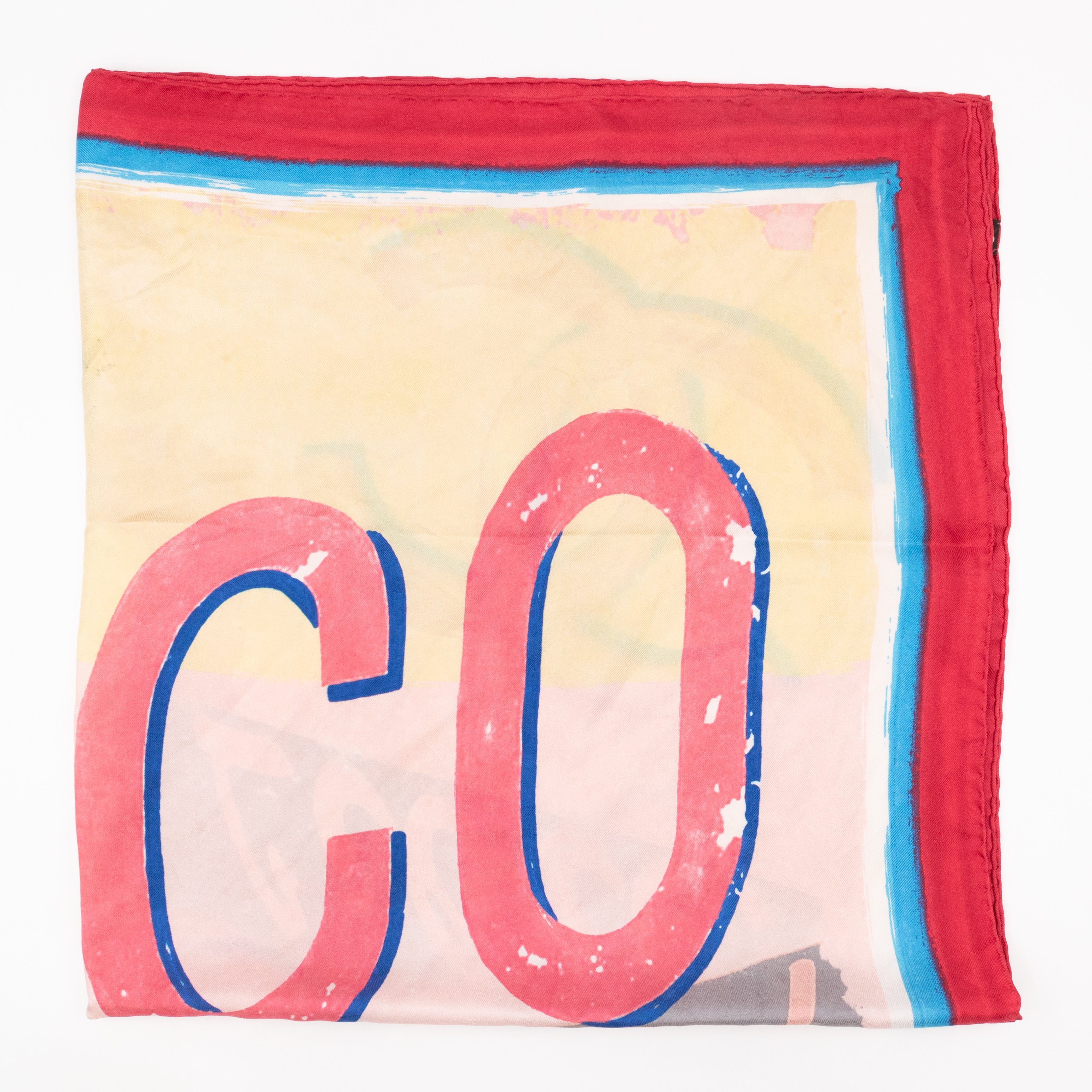 Coco Silk Square Scarf Pink Red 90 cm