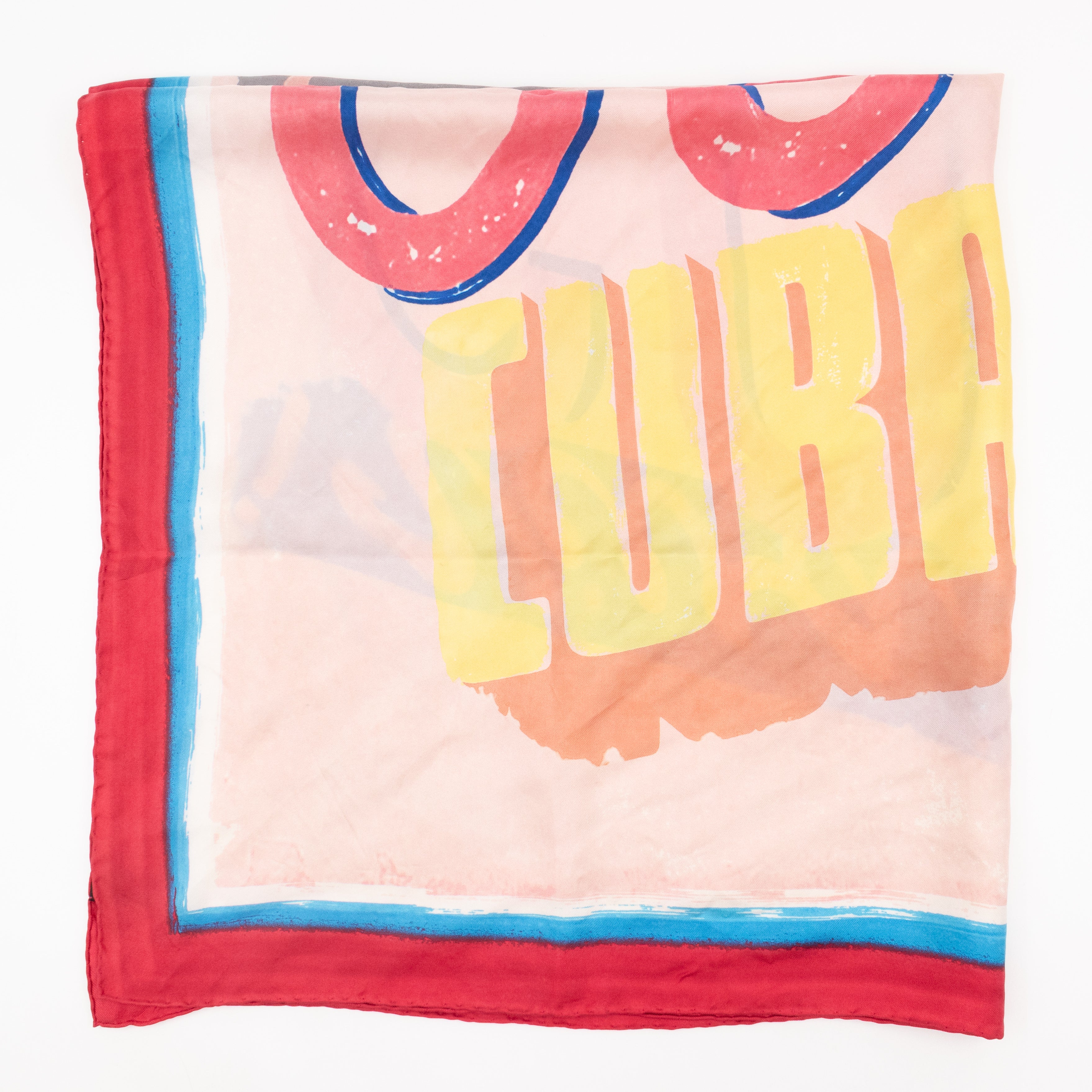 Coco Silk Square Scarf Pink Red 90 cm