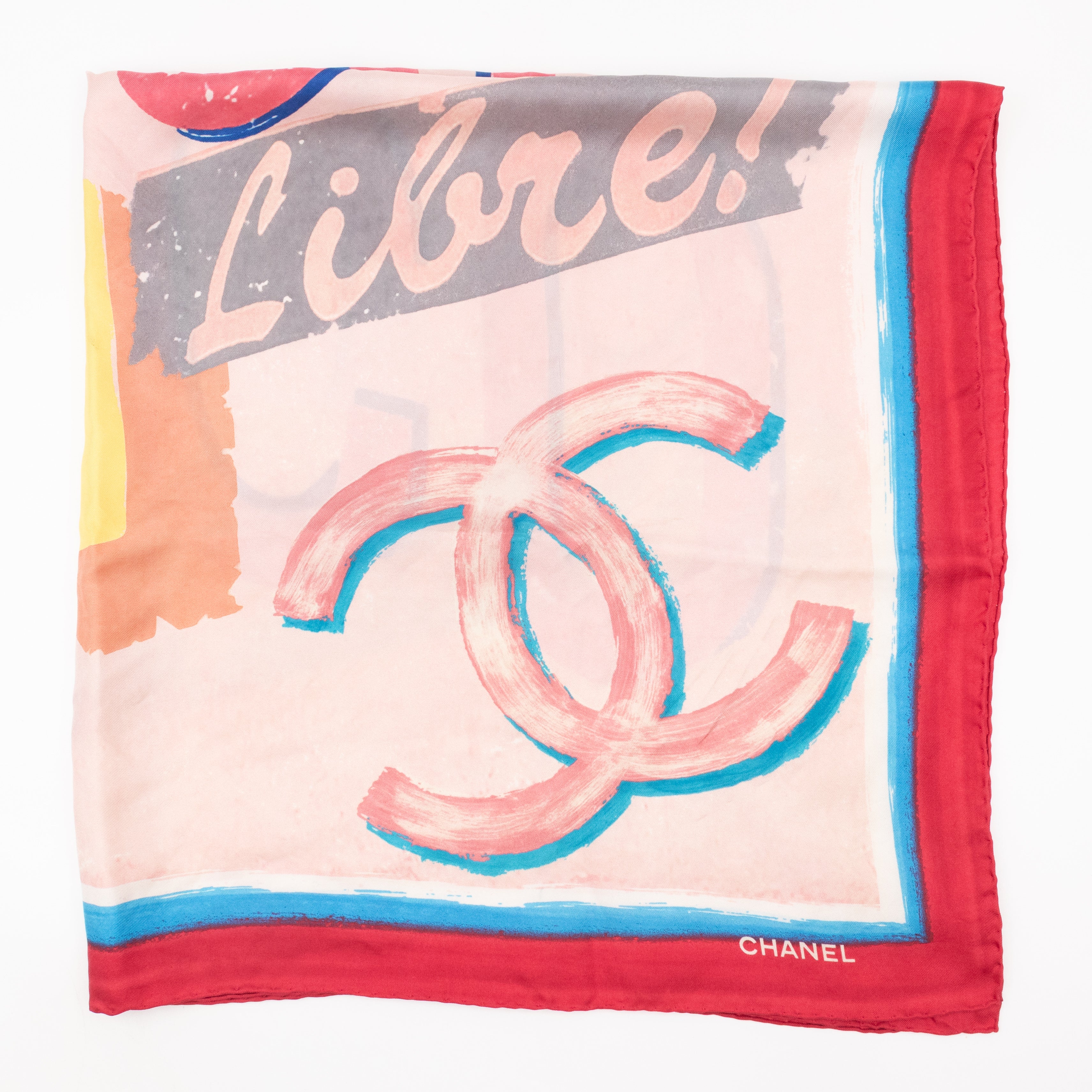 Coco Silk Square Scarf Pink Red 90 cm