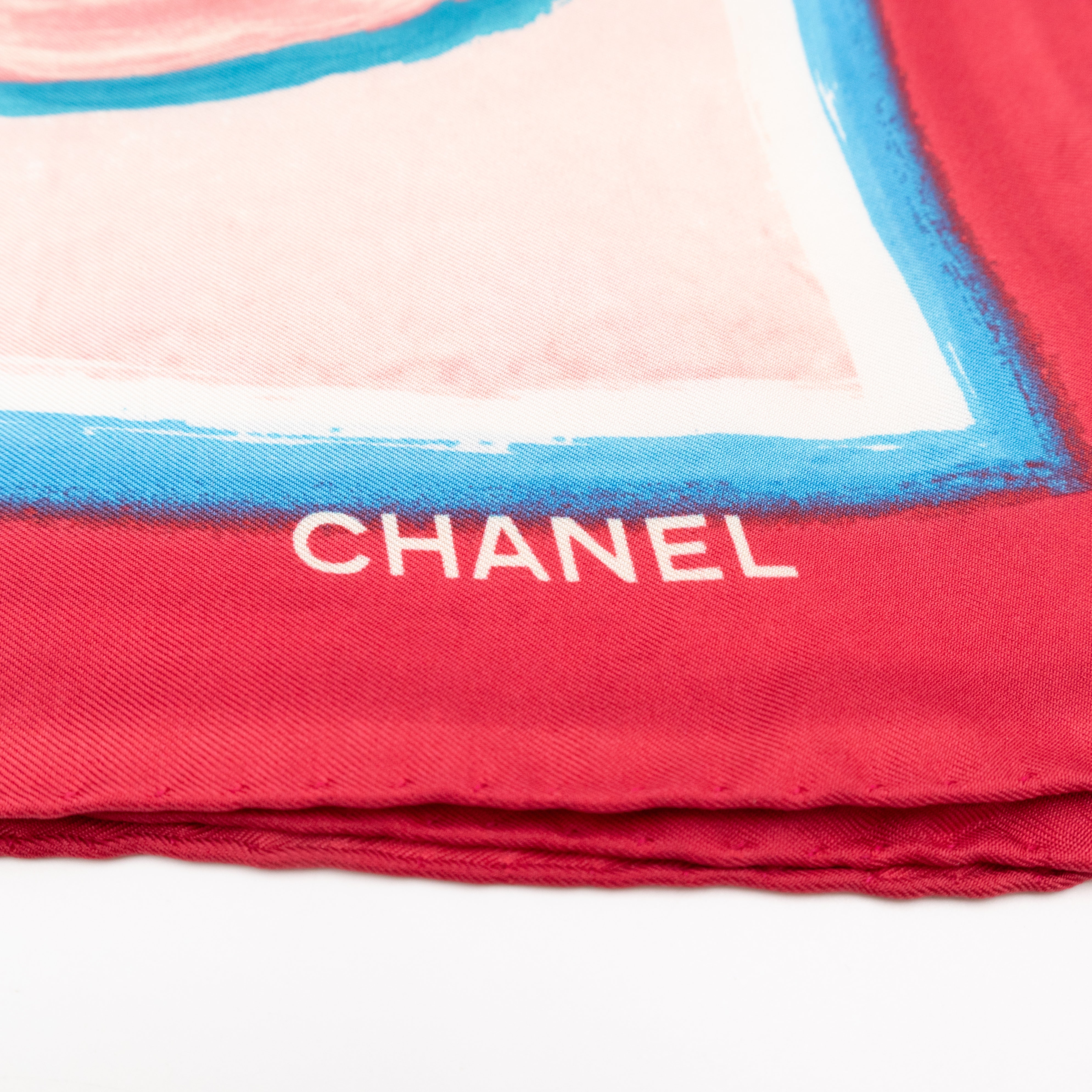 Coco Silk Square Scarf Pink Red 90 cm