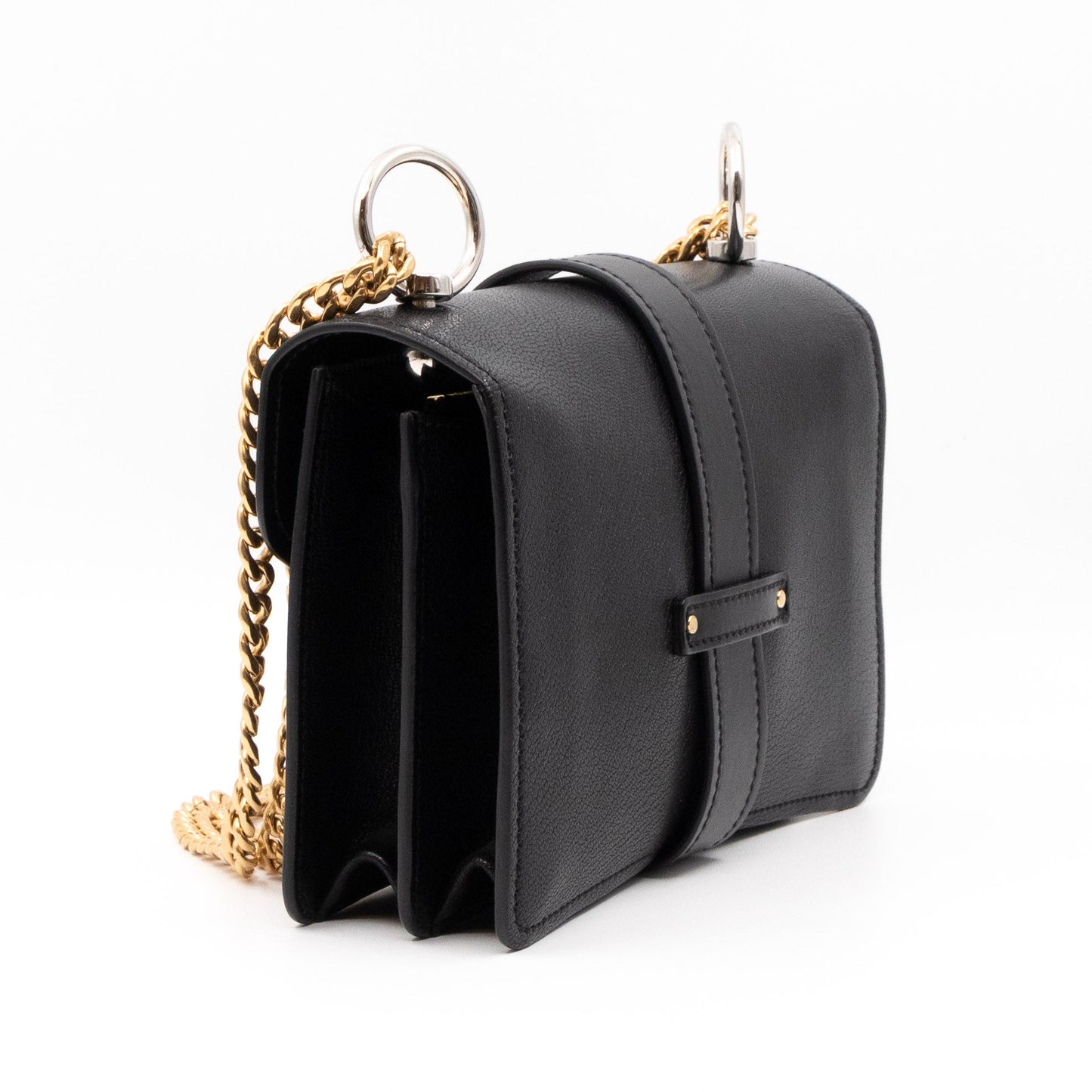 Aby Chain Shoulder Bag Black Leather