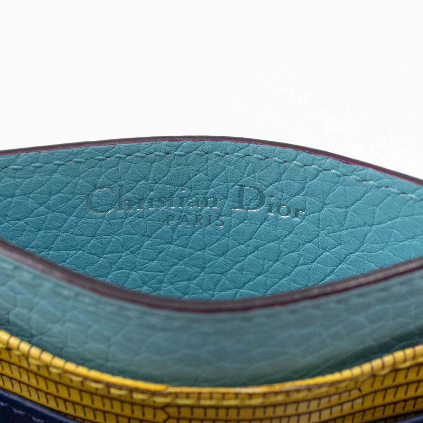 Lady Dior Card Holder Multicolor Embossed Leather