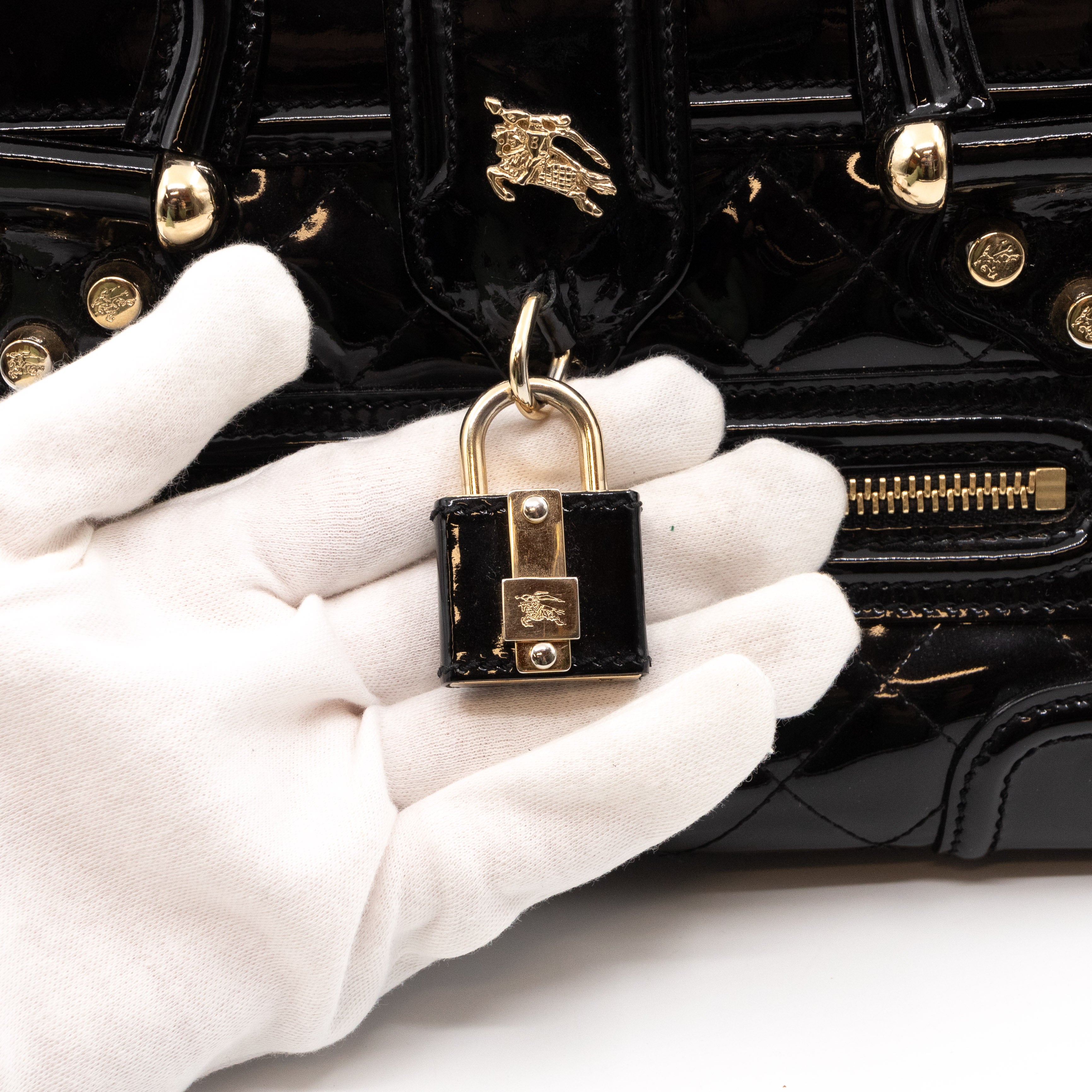 Mini Manor Bag Quilted Patent Leather Black