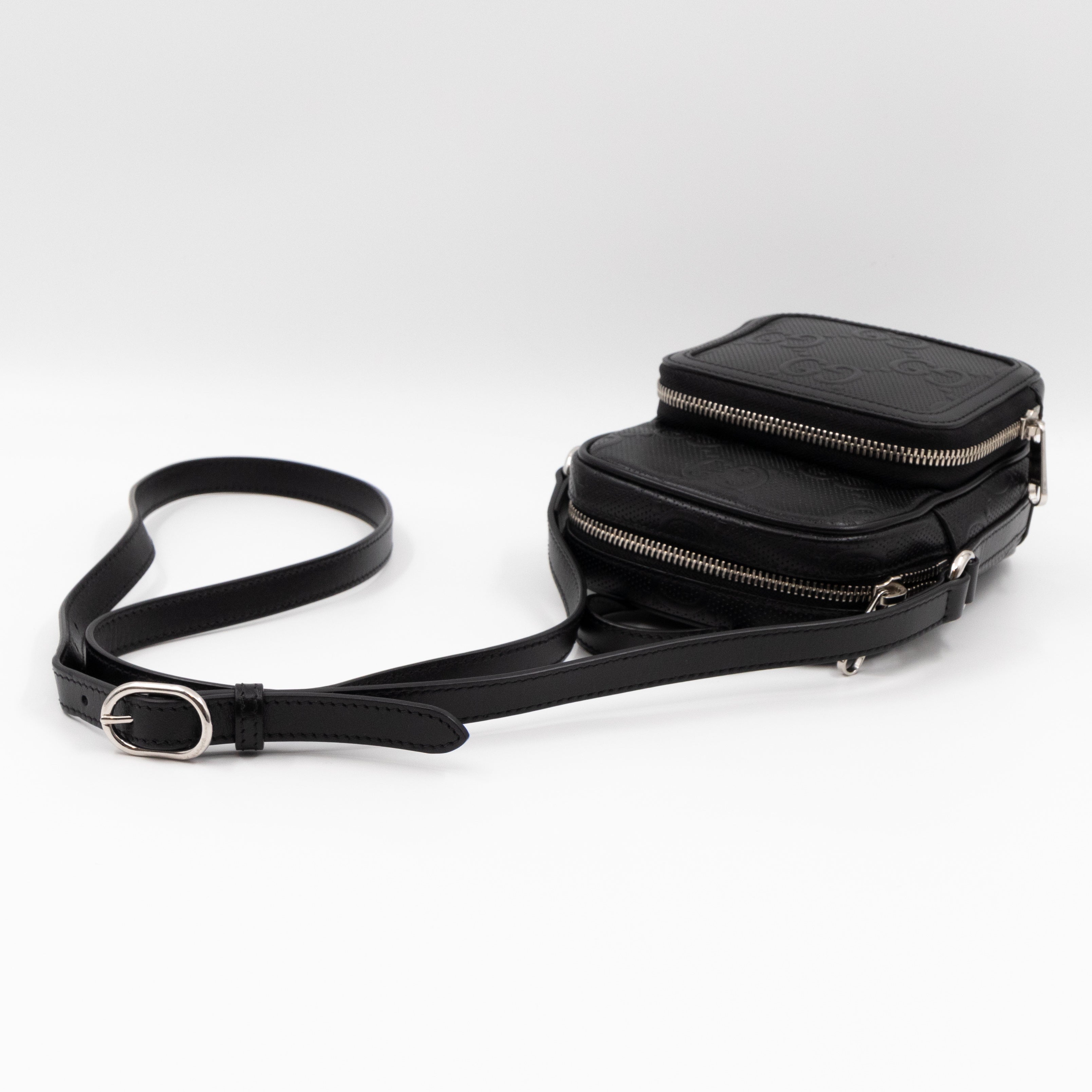 GG Embossed Mini Bag Black Leather