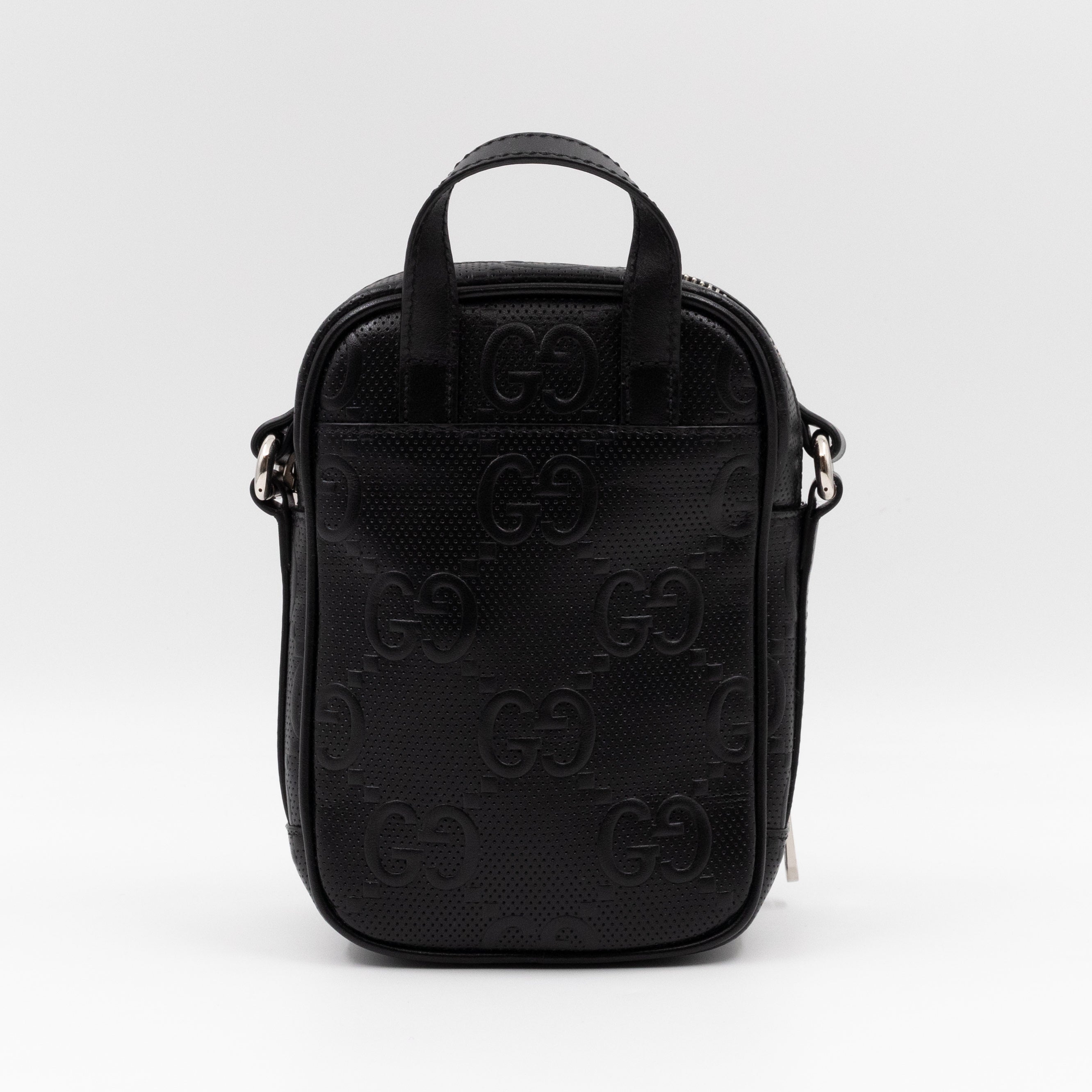 GG Embossed Mini Bag Black Leather