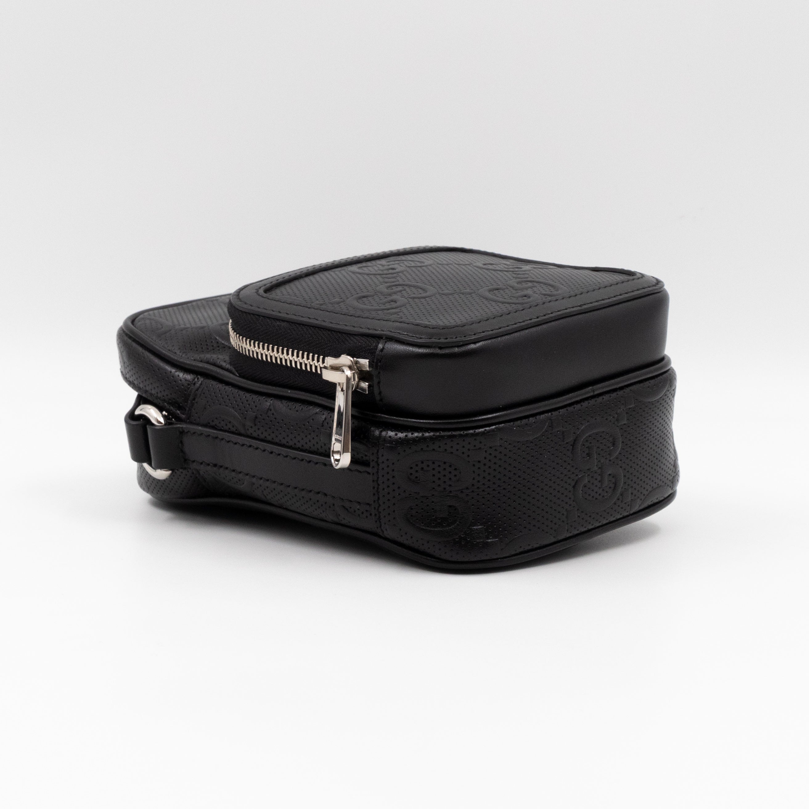 GG Embossed Mini Bag Black Leather