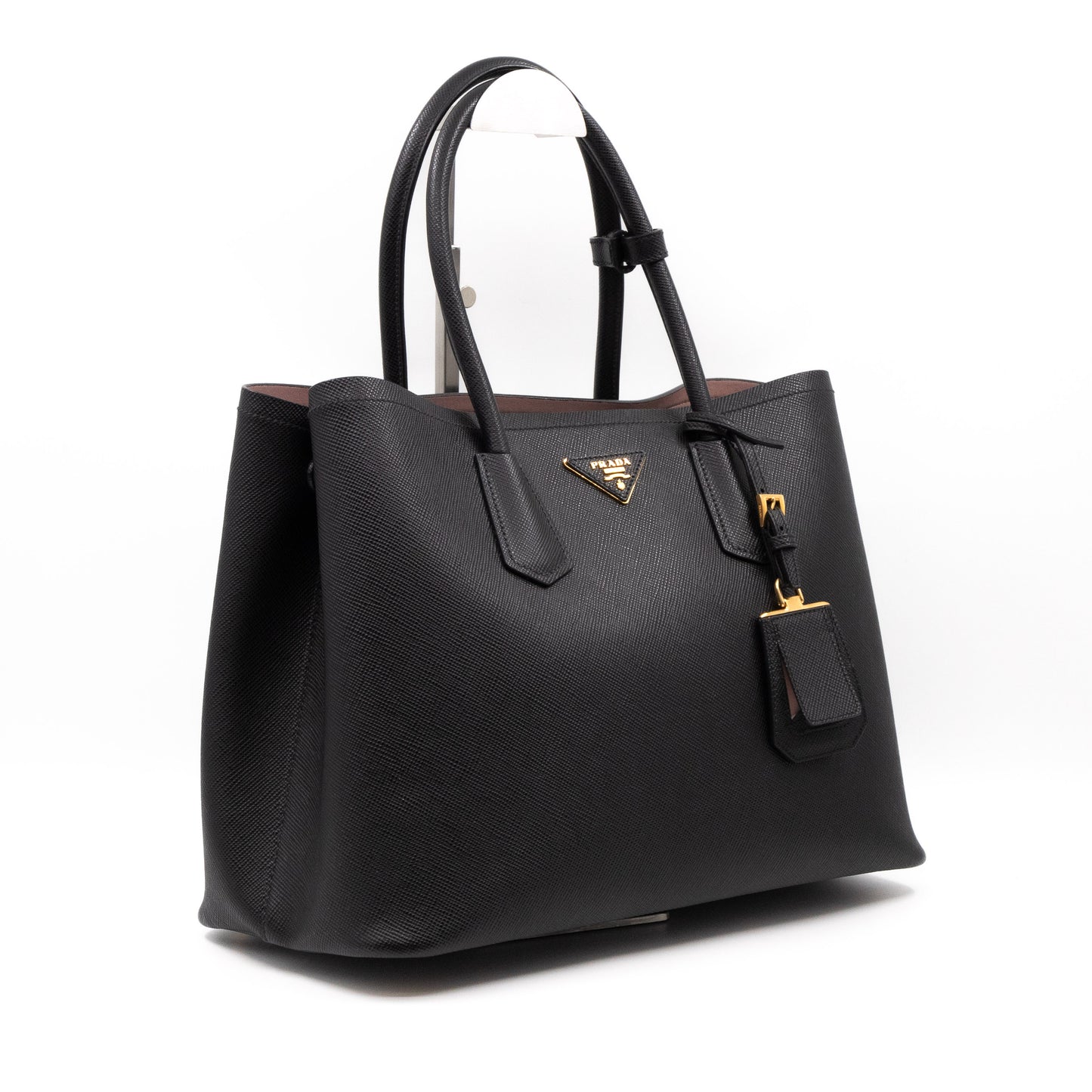Double Bag Large Black Saffiano Leather