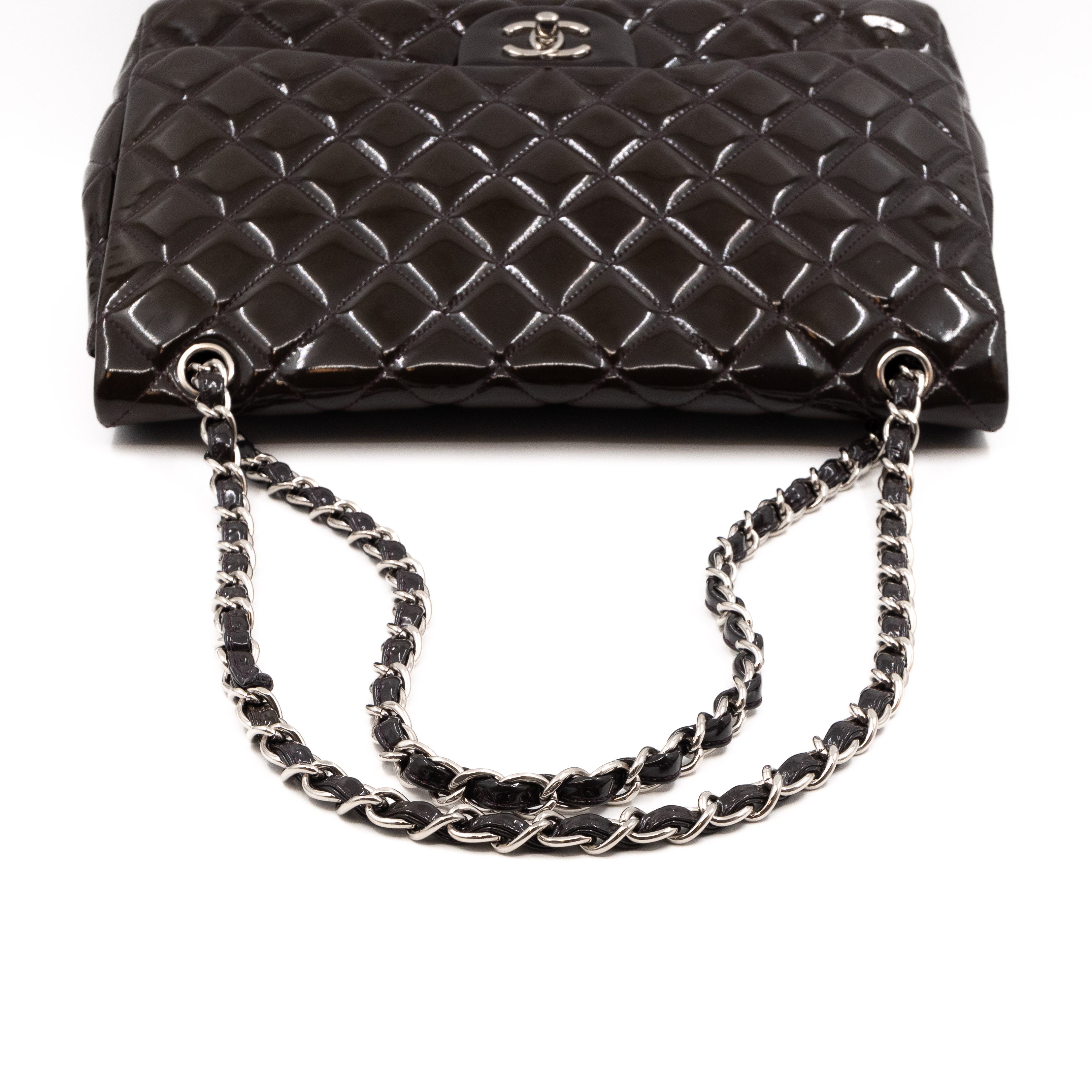 Chanel Classic Vintage Black Patent Leather Big CC 24K Gold Chain GST XL Bag   My Dreamz Closet