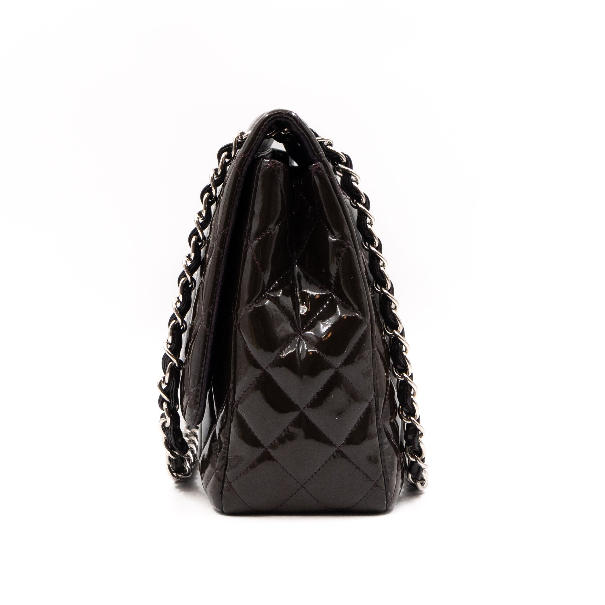 Chanel Classic Single Flap Quilted Patent Leather Silver-tone Maxi Black -  US