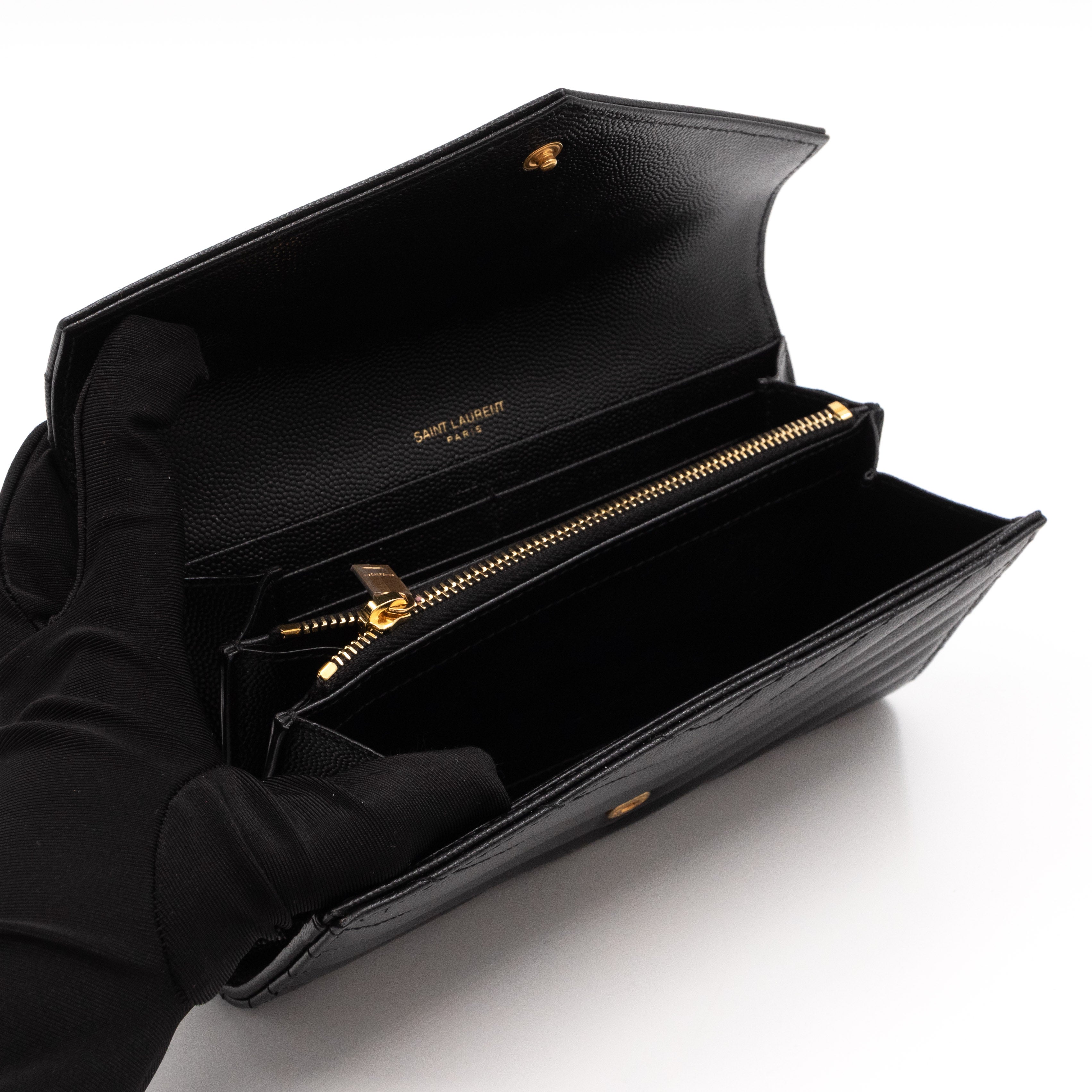 Cassandre Large Flap Wallet Black Leather