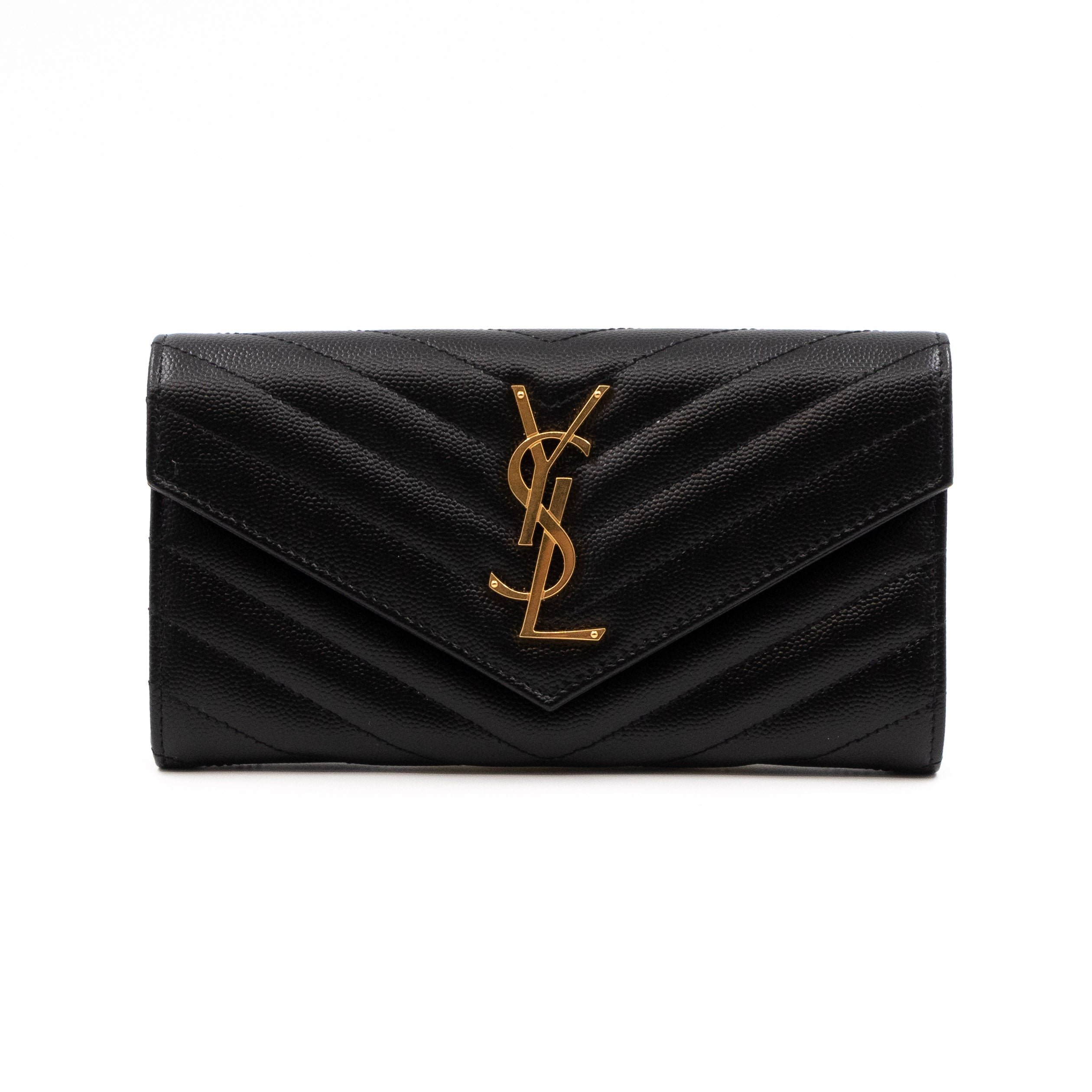 Cassandre Large Flap Wallet Black Leather