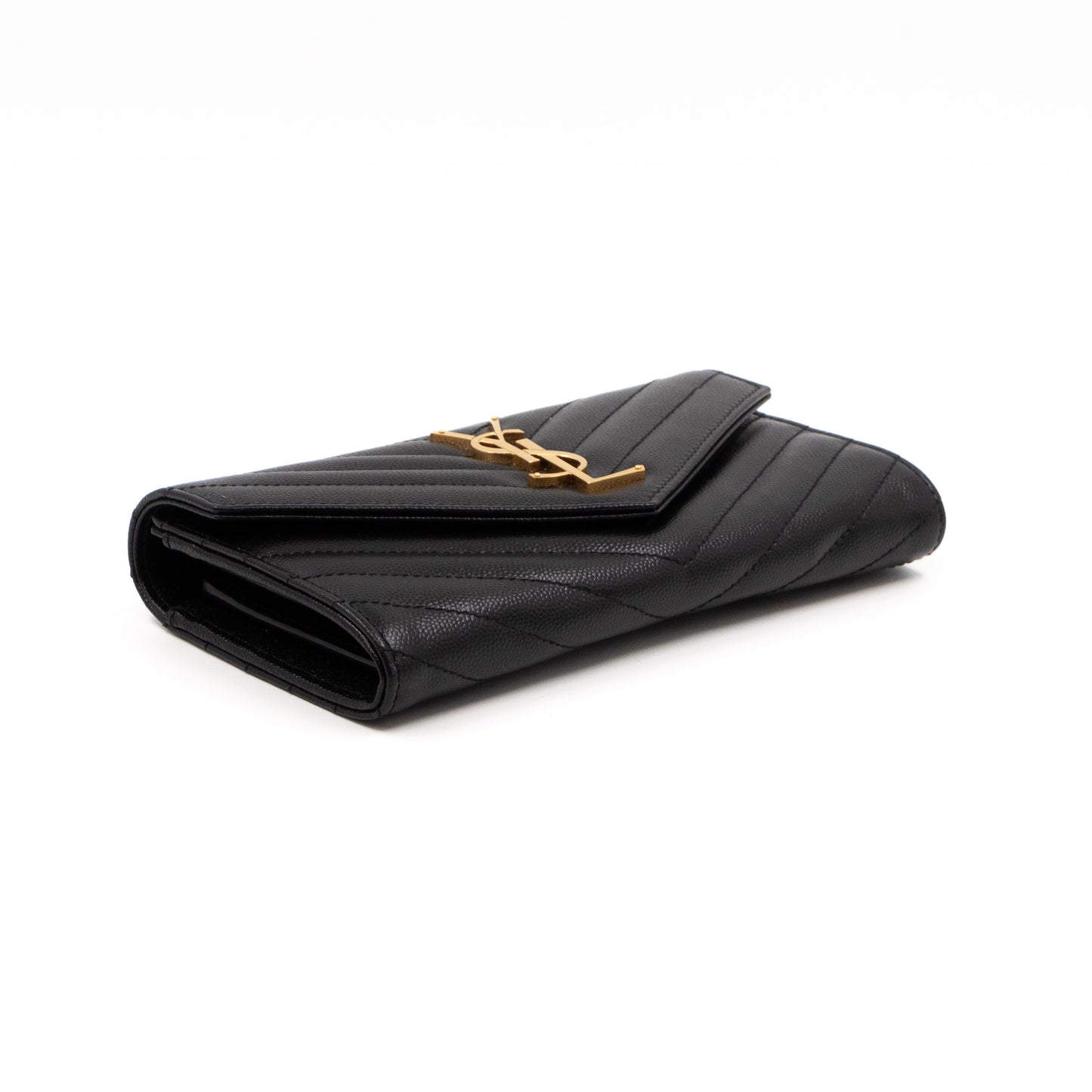 Cassandre Large Flap Wallet Black Leather