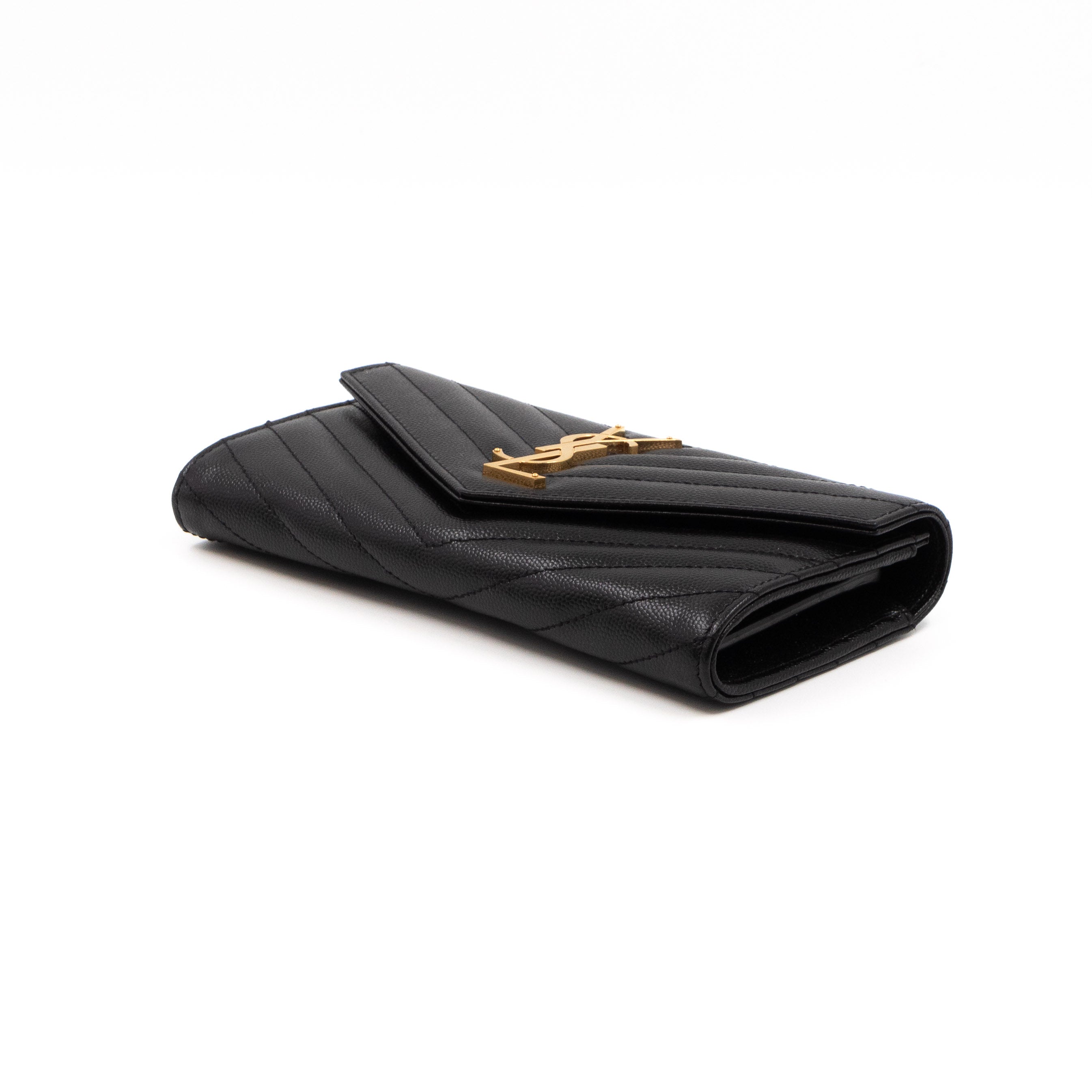 Cassandre Large Flap Wallet Black Leather