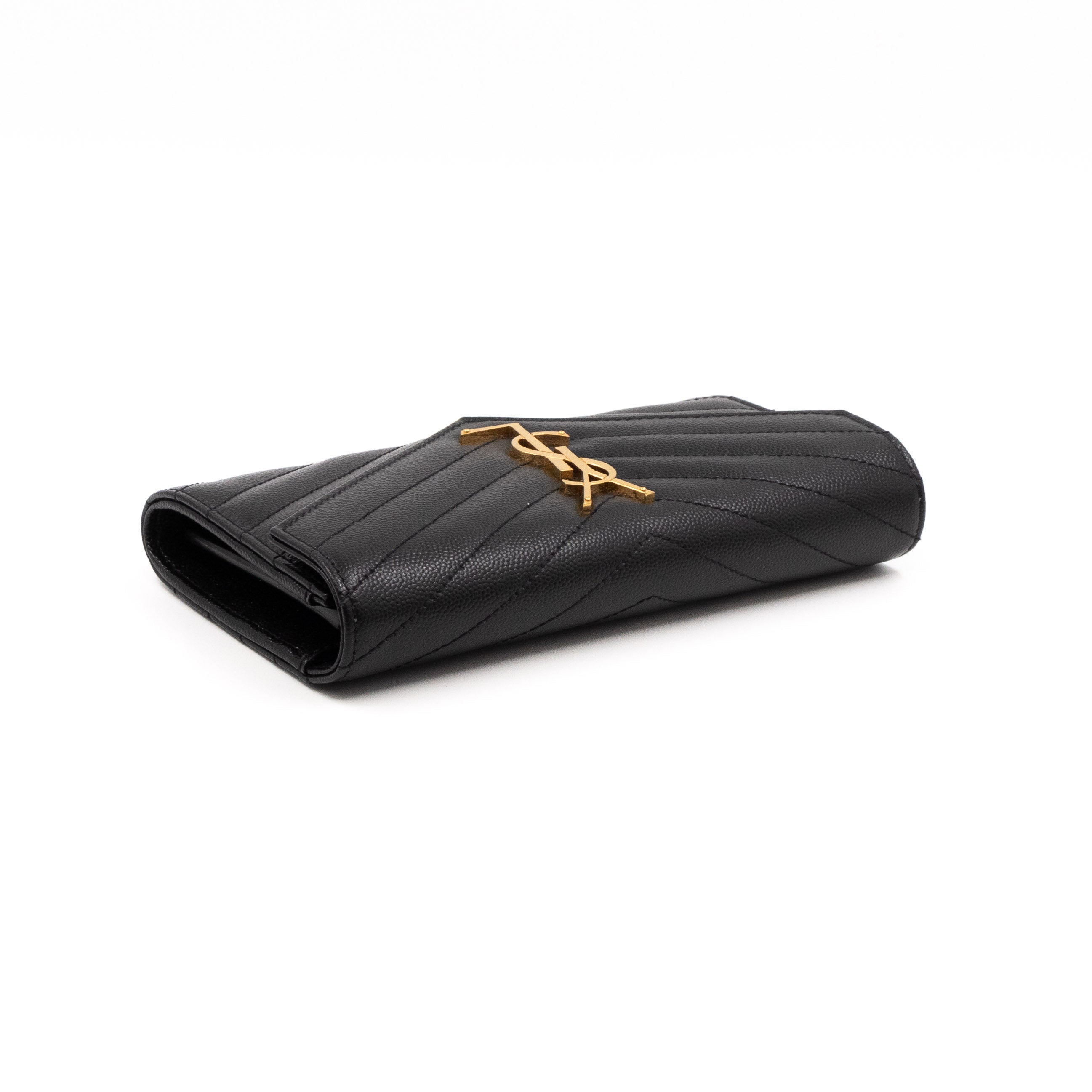 Cassandre Large Flap Wallet Black Leather