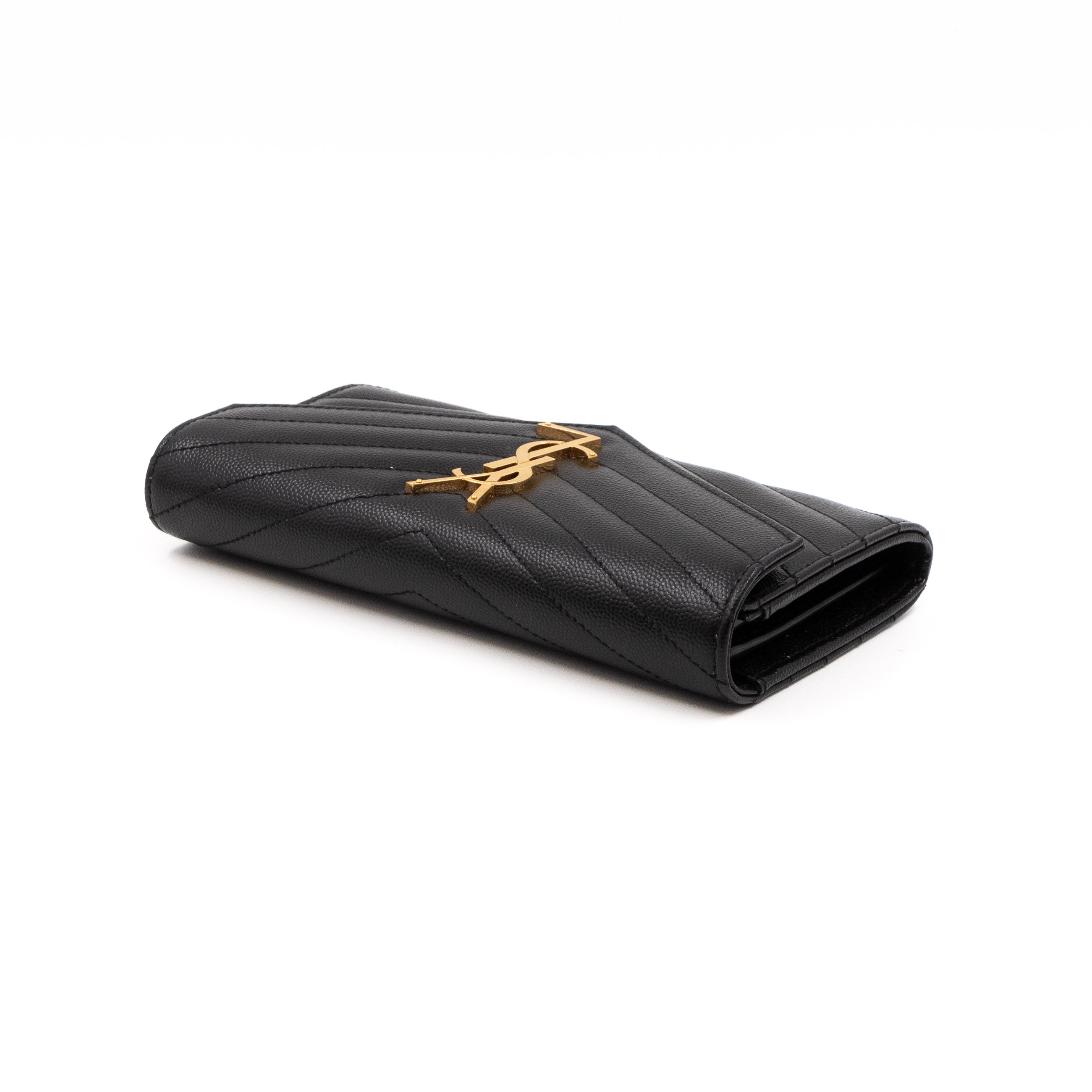 Cassandre Large Flap Wallet Black Leather