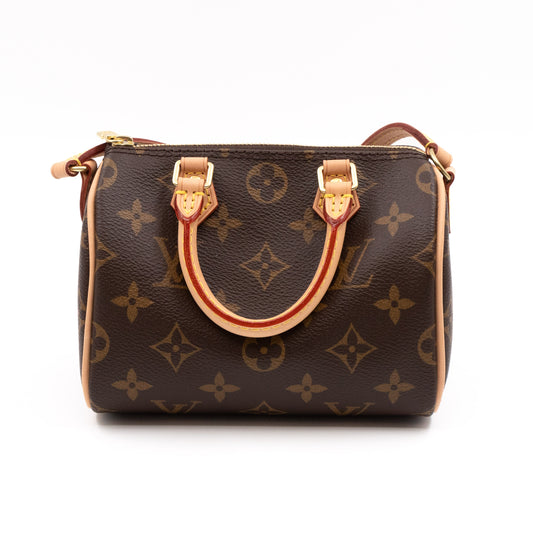 Louis Vuitton Monogram Denim Rose Nano Speedy Bag For Sale at