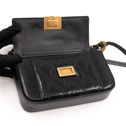 Mini Quilted Pocket Bag Black Leather